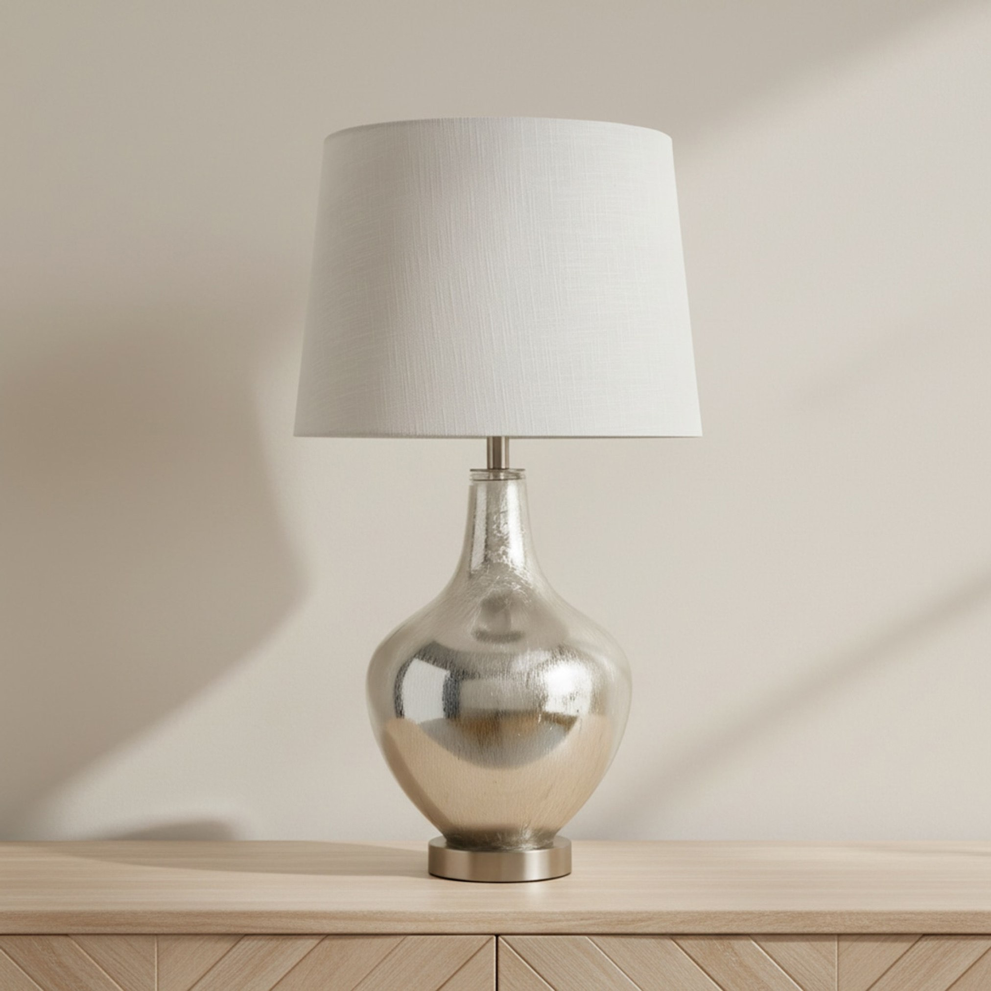 مصباح طاولة زجاج بغطاء كتان من ميريك - 35x63 سم-hbxlivingroom-lighting-tablelamps-image-1