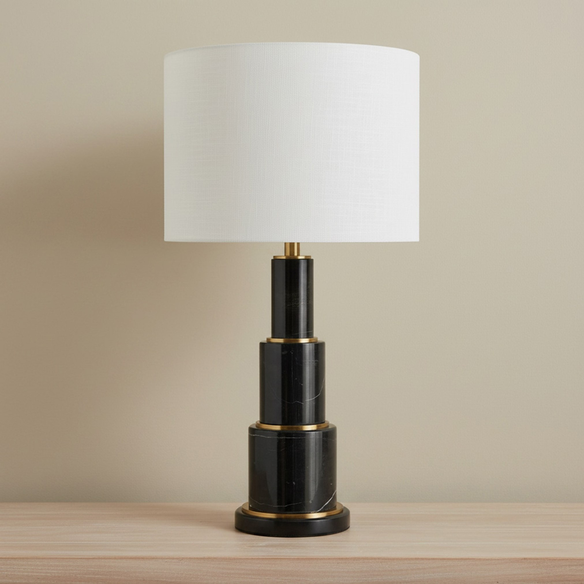 Merick Marble Table Lamp with Linen Shade - 35x64 cm-hbxlivingroom-lighting-tablelamps-image-1