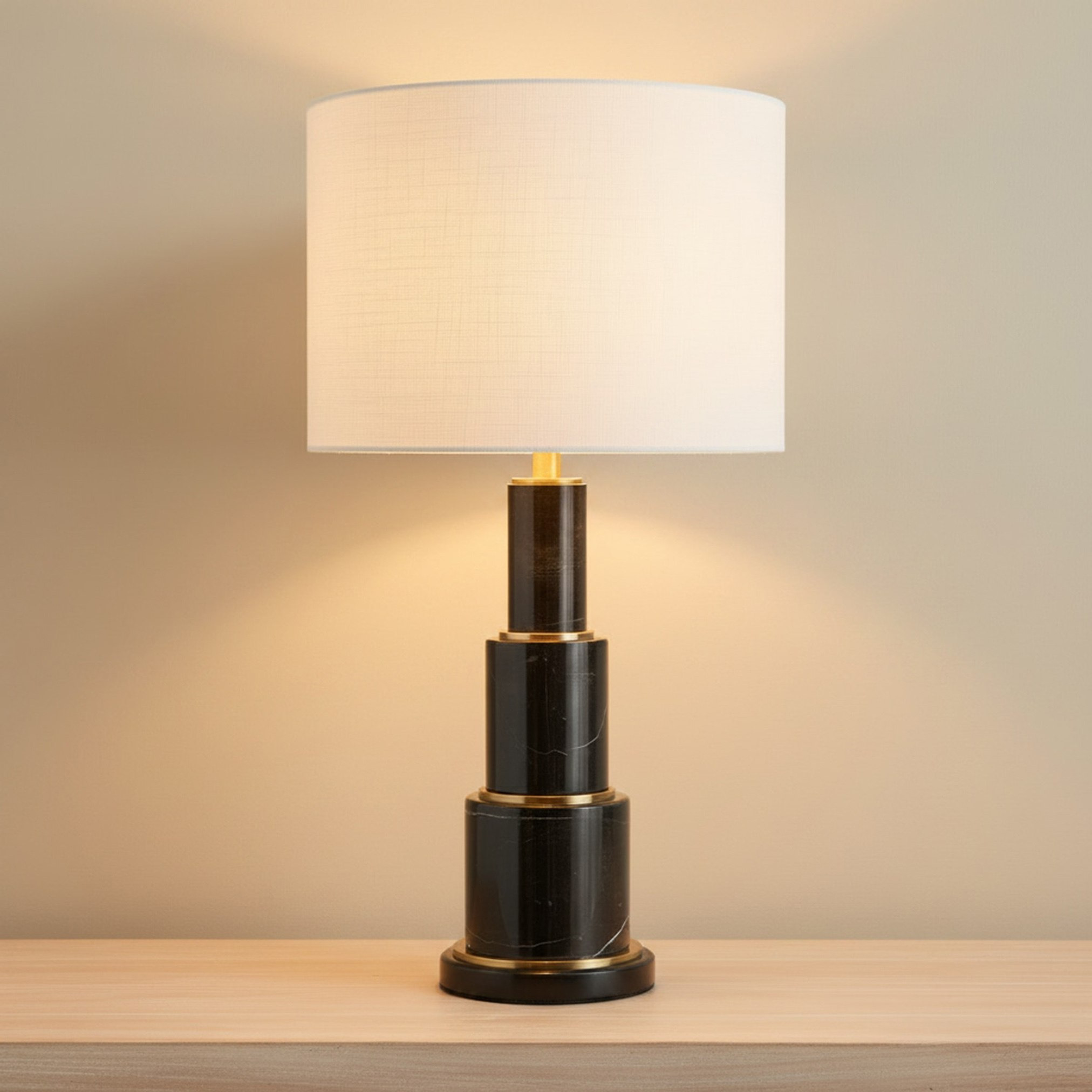 Merick Marble Table Lamp with Linen Shade - 35x64 cm-hbxlivingroom-lighting-tablelamps-image-2