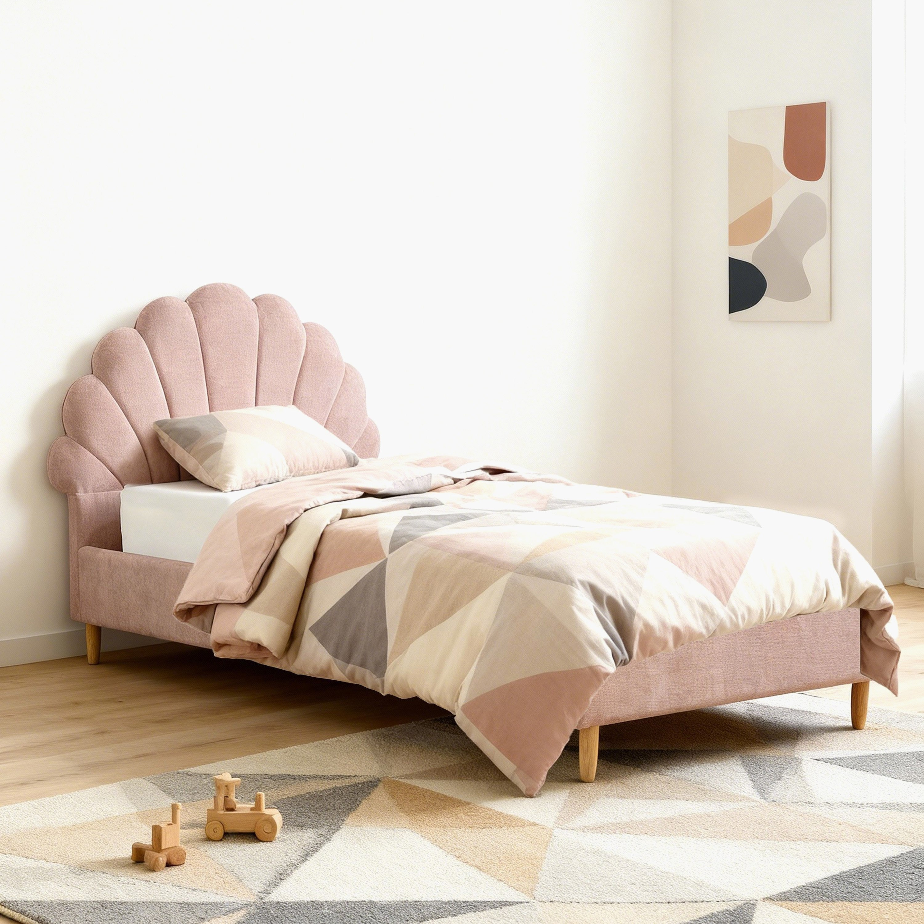 سرير فردي منجد بلوم من آيفوري - 90x200 سم-hbxkidsandyouth-bedsandbedsets-beds-single-image-1