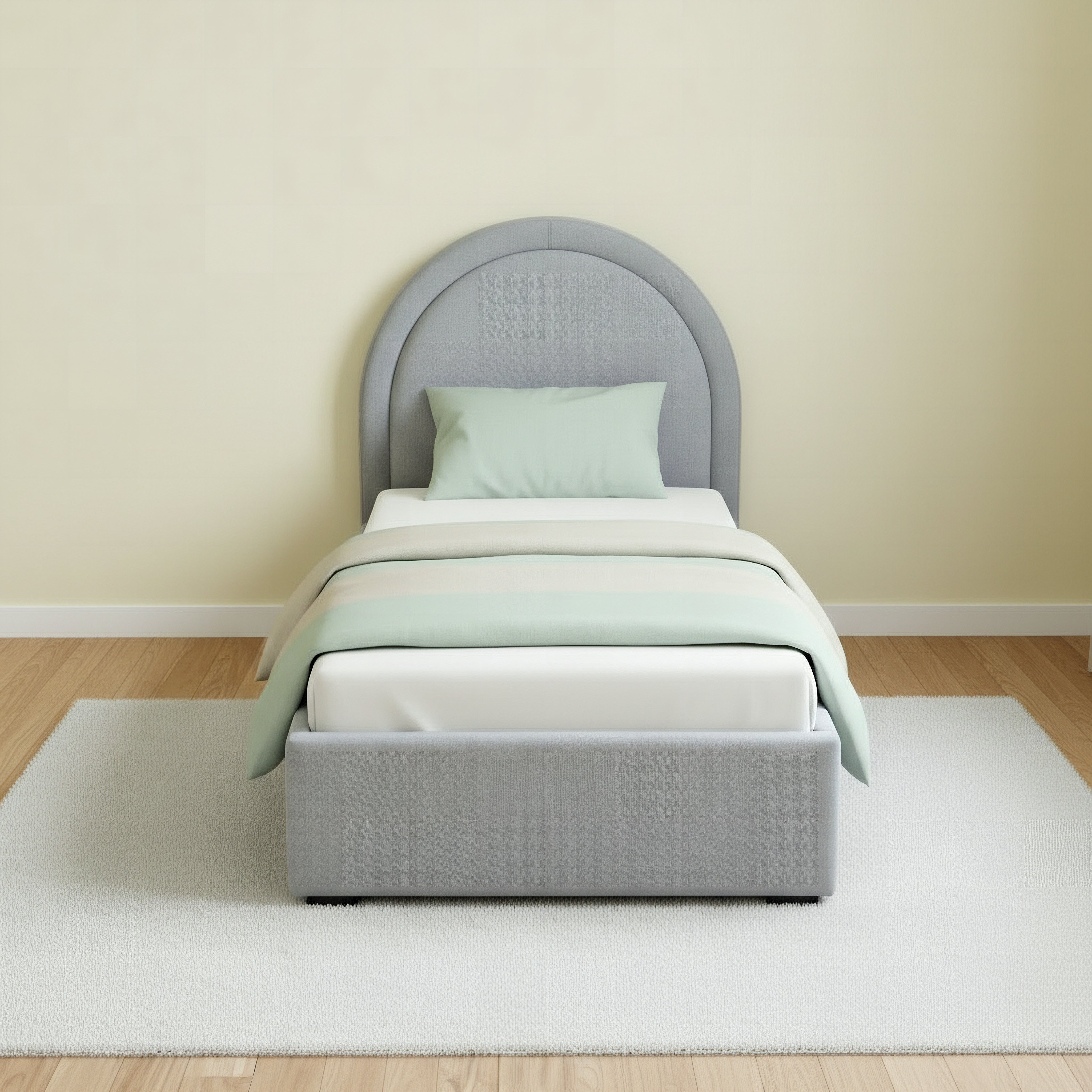 Ivory Luna Upholstered Single Bed - 90x200 cm-hbxkidsandyouth-bedsandbedsets-beds-single-image-2