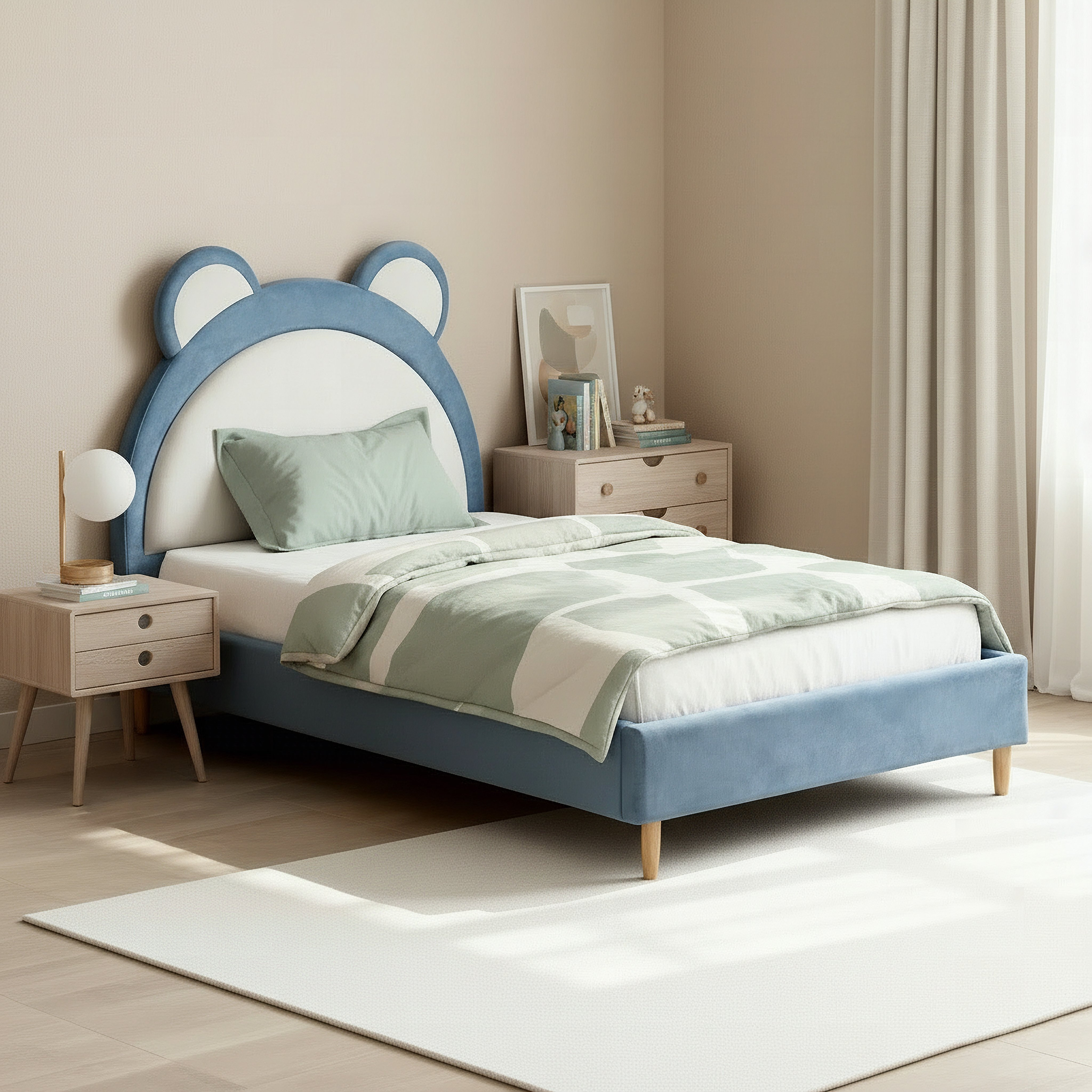 Ivory Aubrey Upholstered Twin Bed - 120x200 cm-hbxbedroom-bedsandbedsets-upholsteredbeds-twin-image-5
