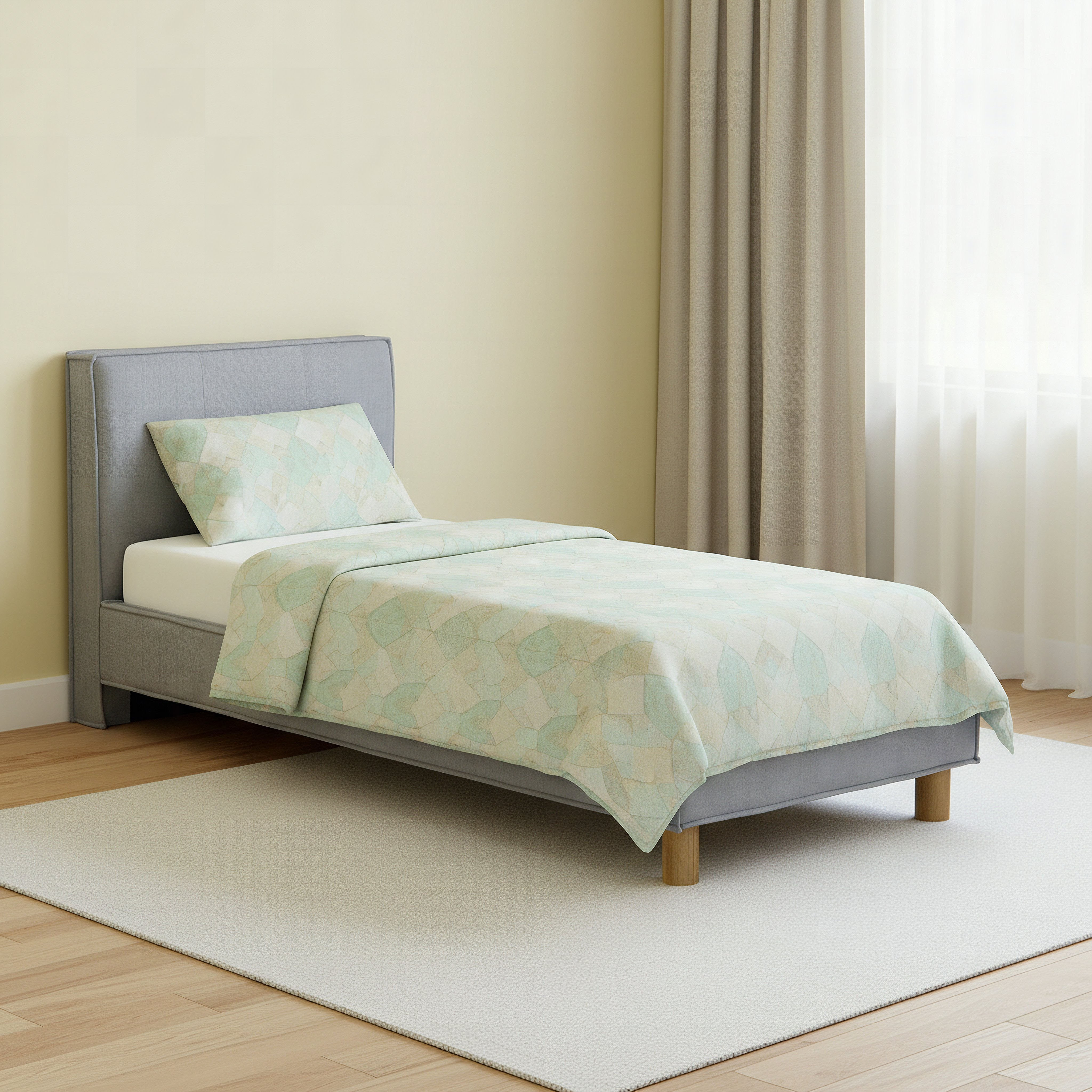Ivory Willow Upholstered Single Bed - 90x200 cm-hbxkidsandyouth-bedsandbedsets-beds-single-image-1