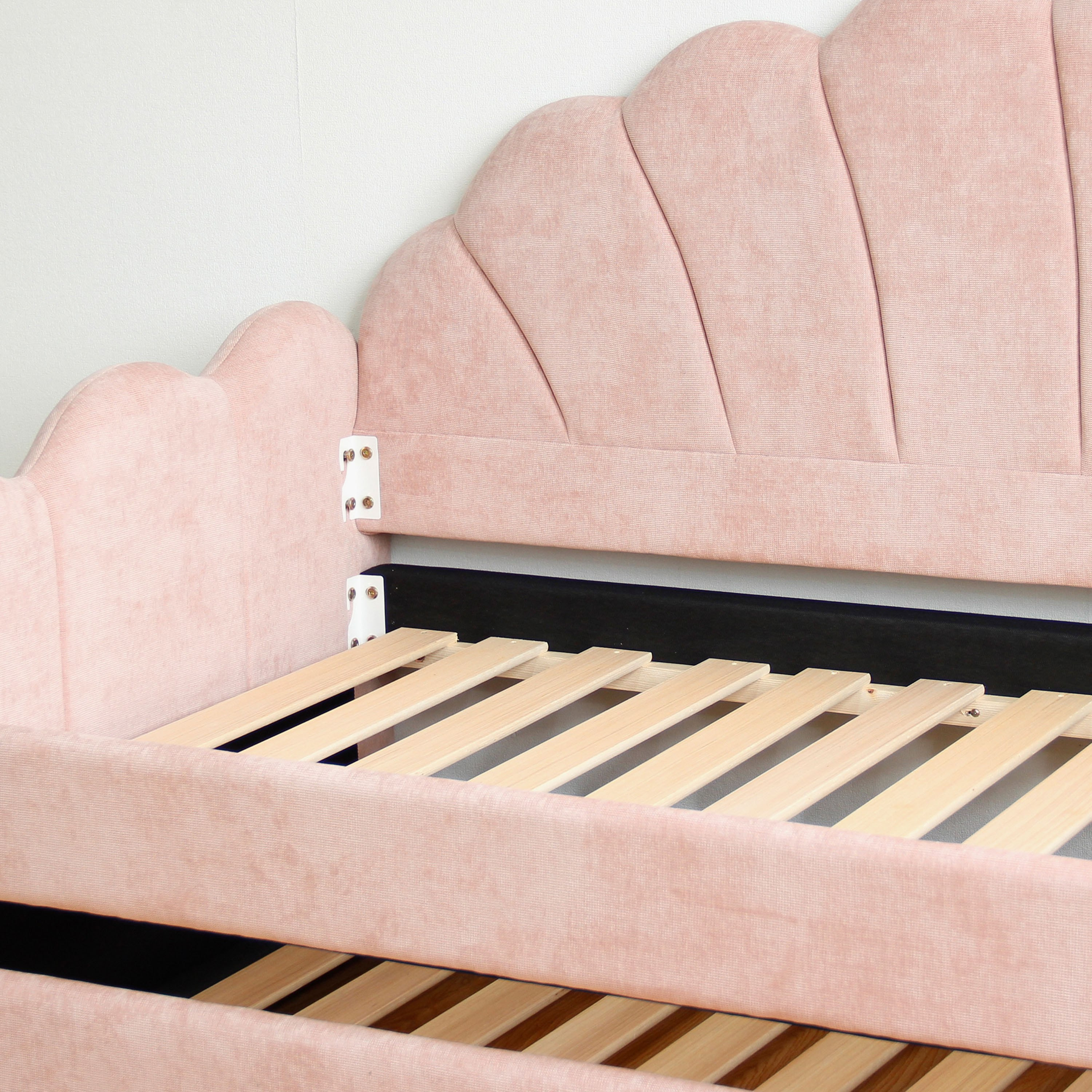 Ivory Bloom Upholstered Single Day Bed with Pull-Out Bed - 90x200 cm-hbxfurniture-bedsandbedsets-daybeds-image-10