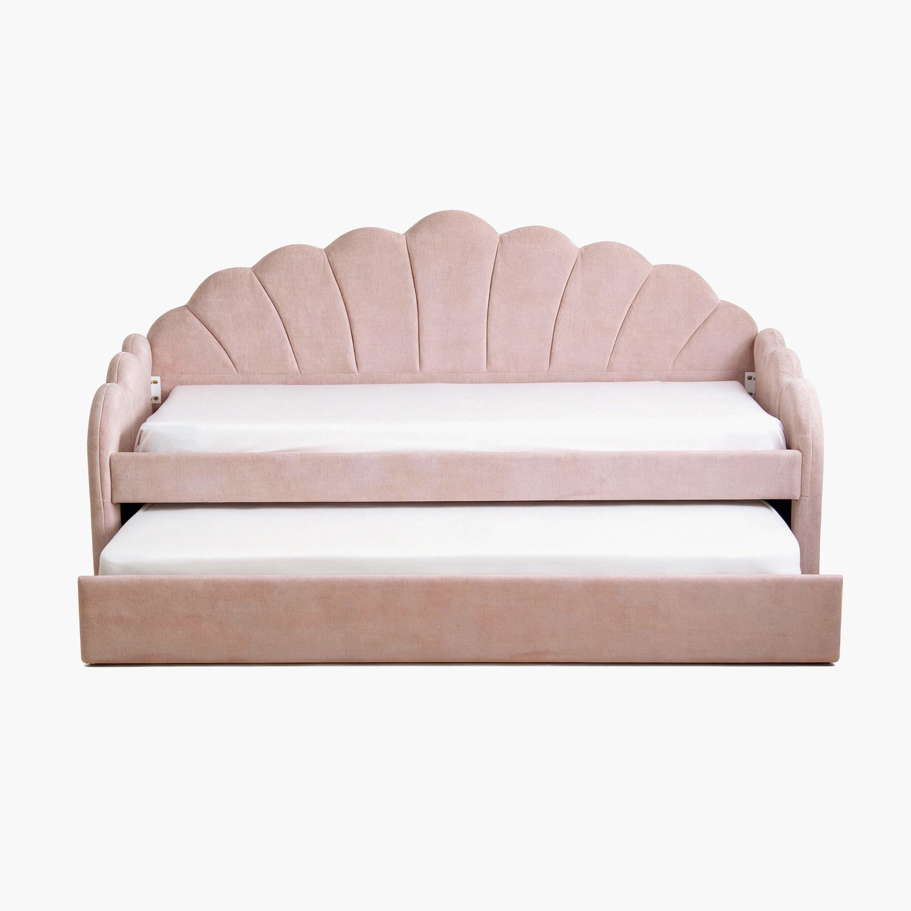 Ivory Bloom Upholstered Single Day Bed with Pull-Out Bed - 90x200 cm-hbxfurniture-bedsandbedsets-daybeds-image-3