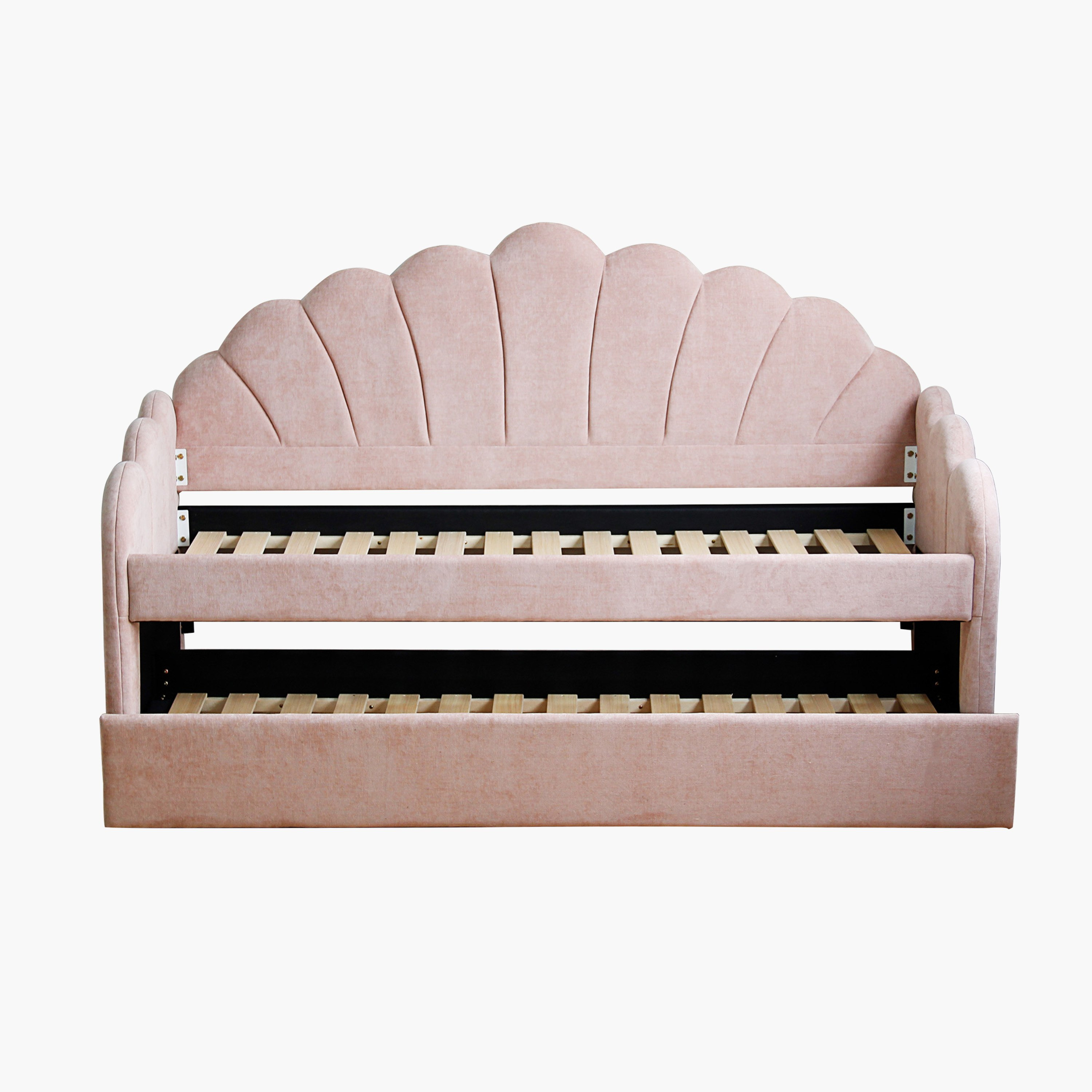 Ivory Bloom Upholstered Single Day Bed with Pull-Out Bed - 90x200 cm-hbxfurniture-bedsandbedsets-daybeds-image-5