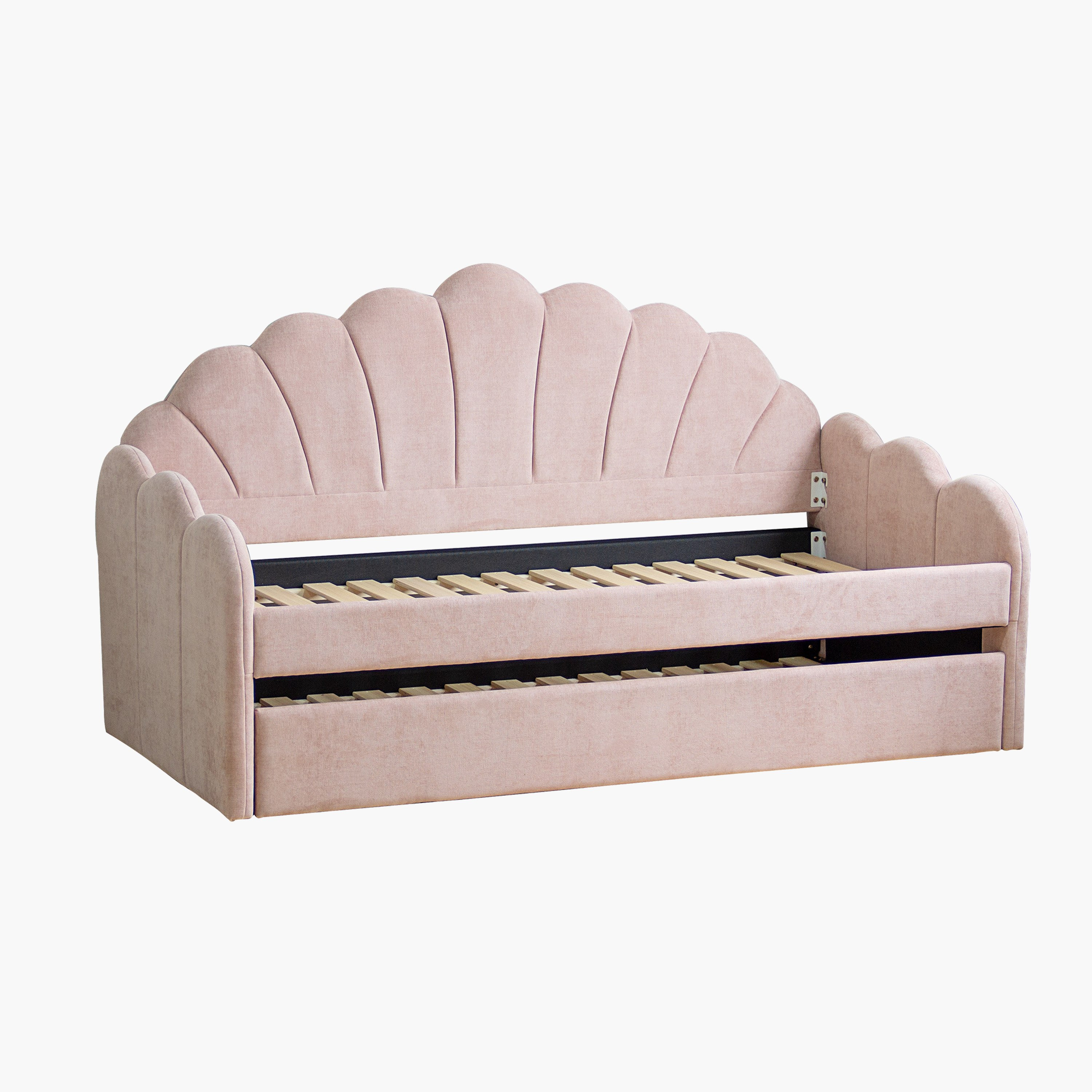 Ivory Bloom Upholstered Single Day Bed with Pull-Out Bed - 90x200 cm-hbxfurniture-bedsandbedsets-daybeds-image-6