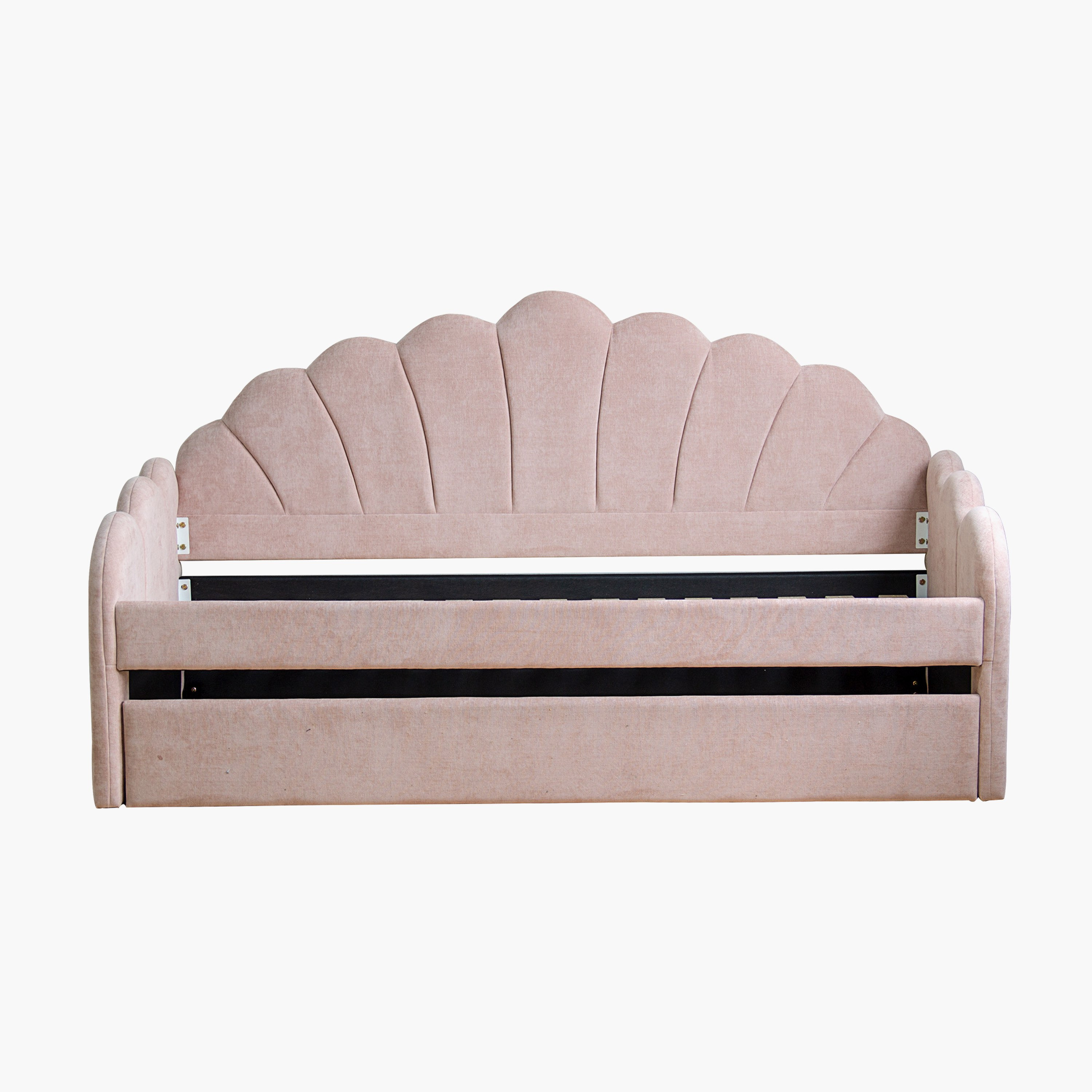 Ivory Bloom Upholstered Single Day Bed with Pull-Out Bed - 90x200 cm-hbxfurniture-bedsandbedsets-daybeds-image-7