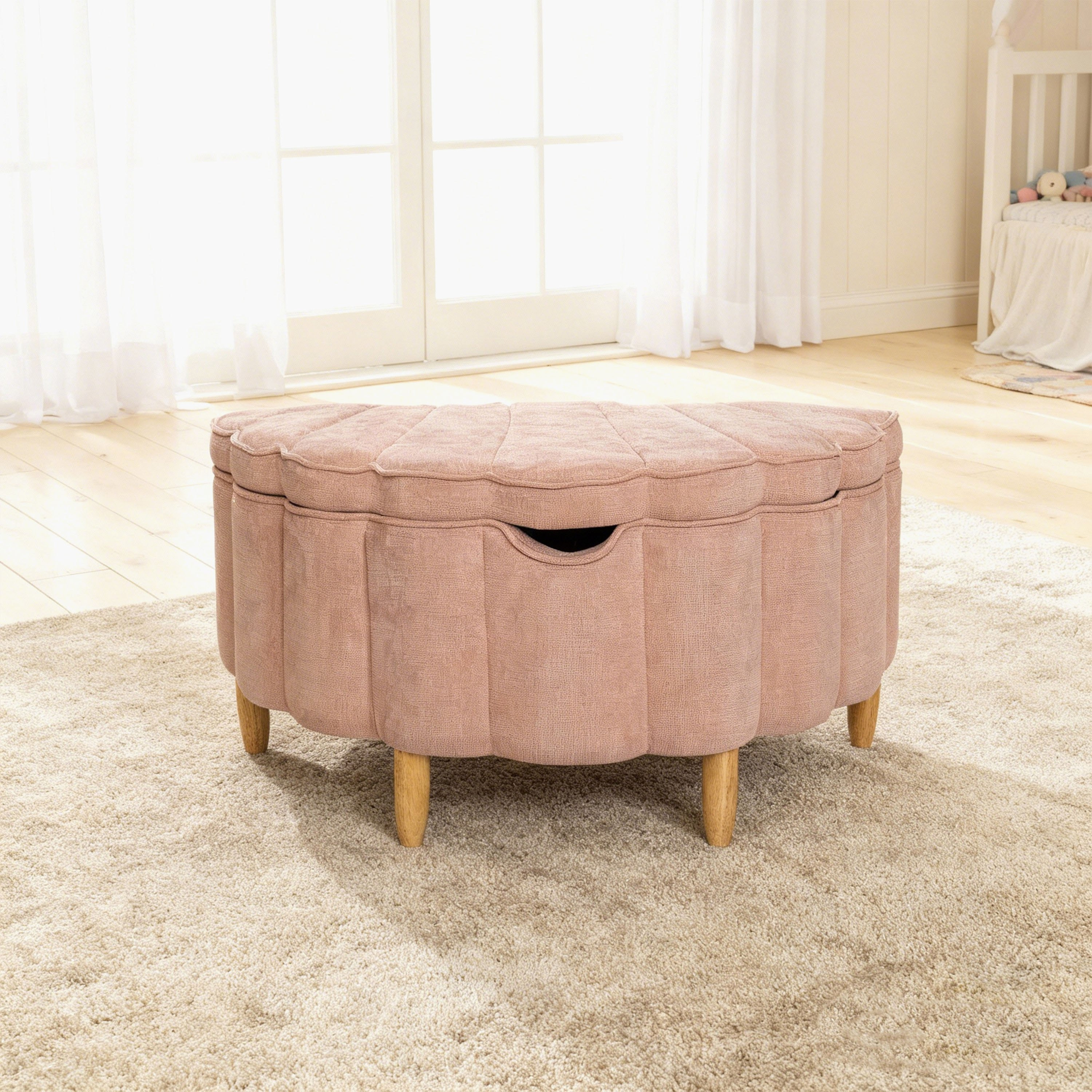 Ivory Bloom Pouf with Storage-hbxfurniture-kidsroom-studychairs-image-1