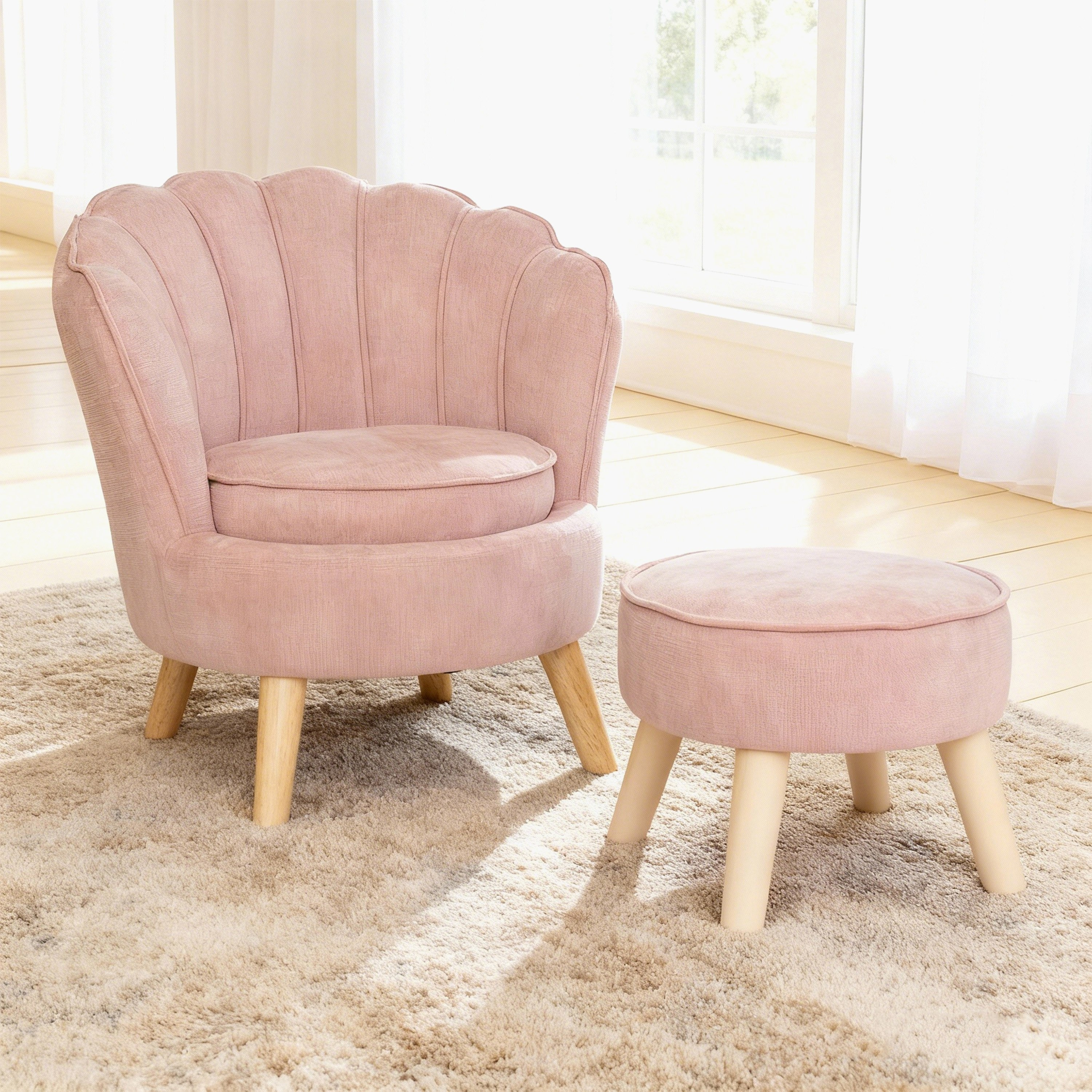 Ivory Bloom Kids Chair and Stool Set-hbxfurniture-kidsroom-studychairs-image-1
