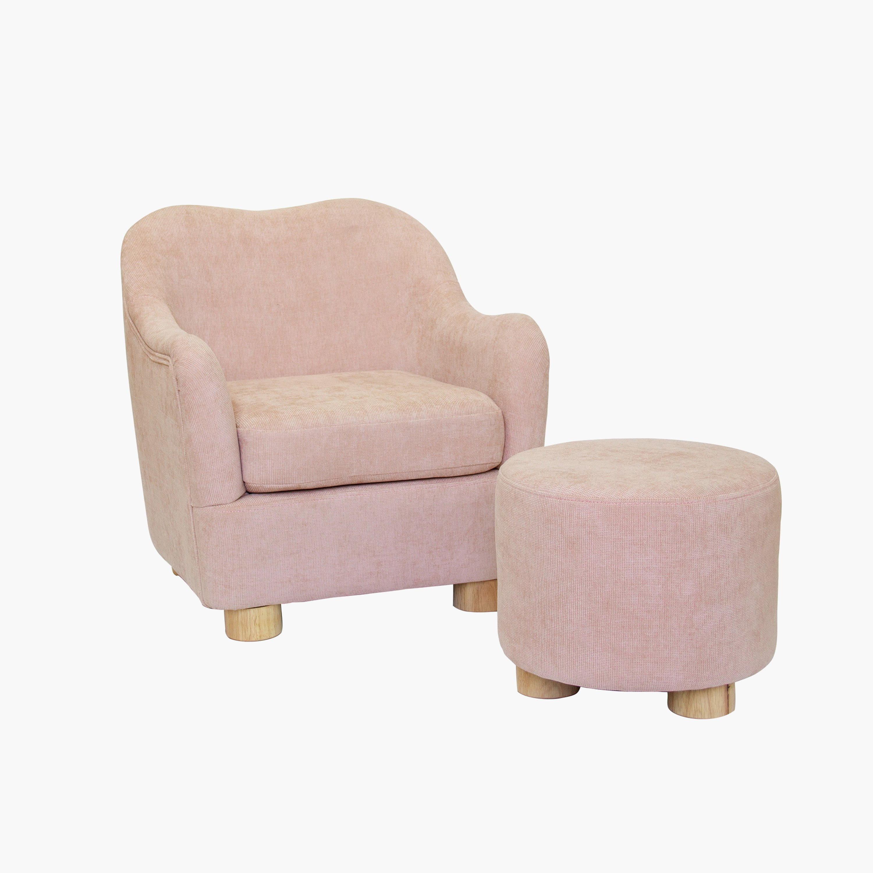 Ivory Curve Kids Armchair with Stool-hbxfurniture-kidsroom-studychairs-image-2
