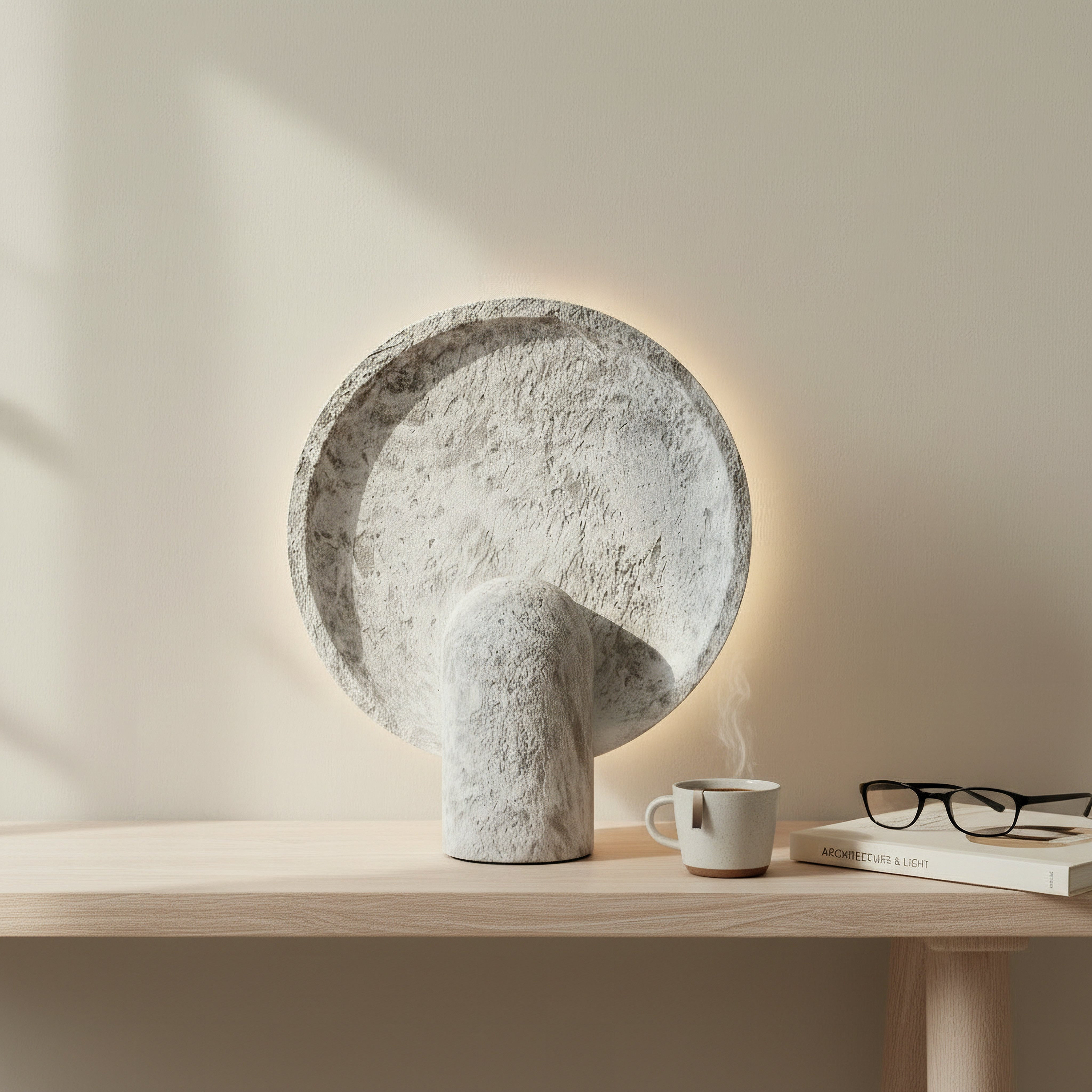 Elinor Stone Textured Resin Table Lamp with Circular Disc - 36 cm-hbxlivingroom-lighting-tablelamps-image-4