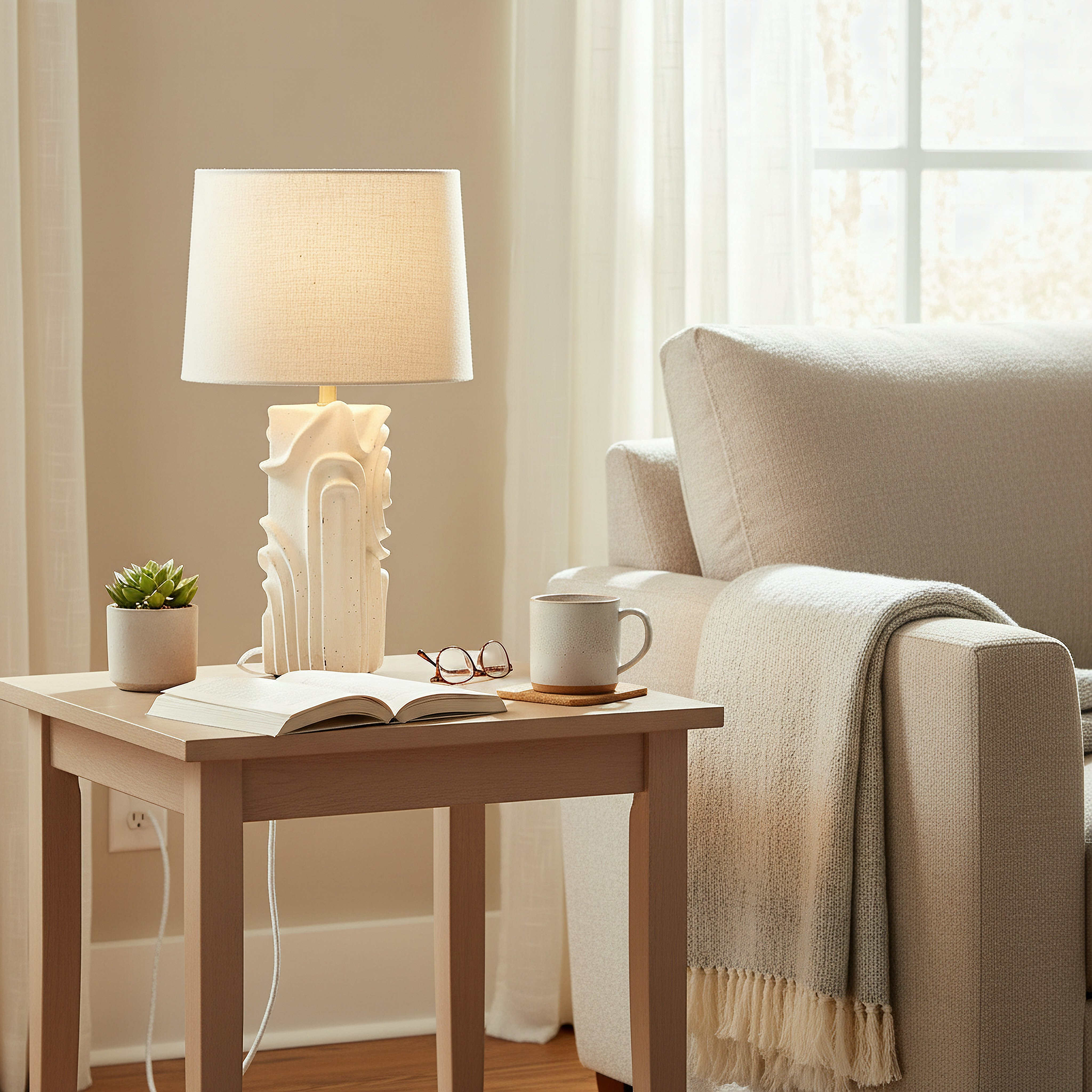 Elinor Ceramic Table Lamp with Linen Shade - 43.5 cm-hbxlivingroom-lighting-tablelamps-image-5