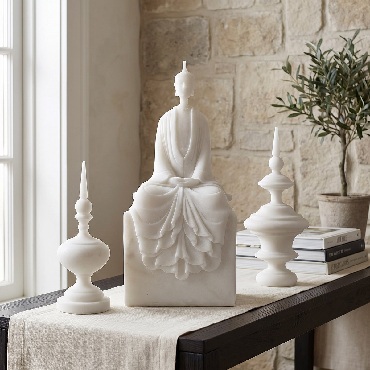 Clifford Ora Monochrome Luxe Marble Decorative Accent - 12.2x12.2x31.5 cm-hbxhomeware-homedecor-figurinesandornaments-image-4