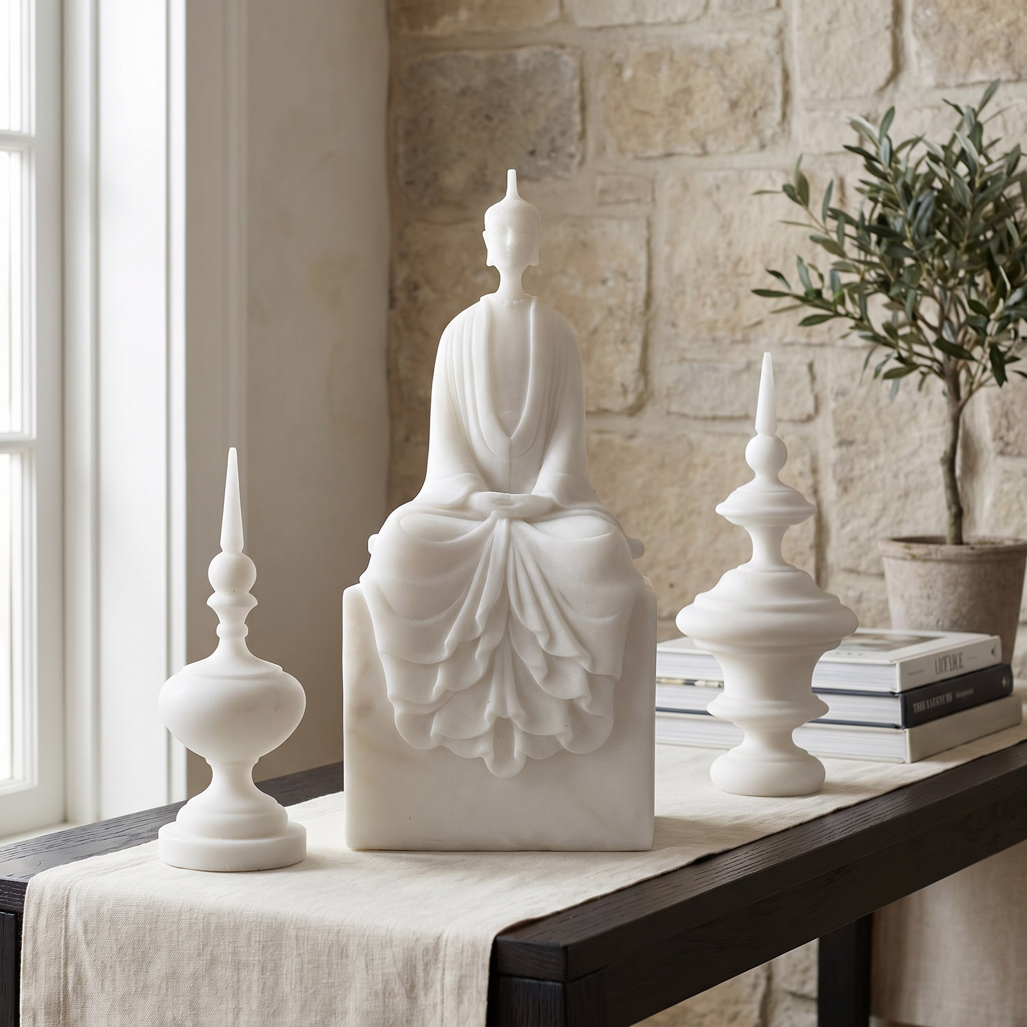 Monochrome Clifford Ora Luxe Marble Decorative Accent - 17.3x17.3x40.5 cm-hbxhomeware-homedecor-figurinesandornaments-image-4