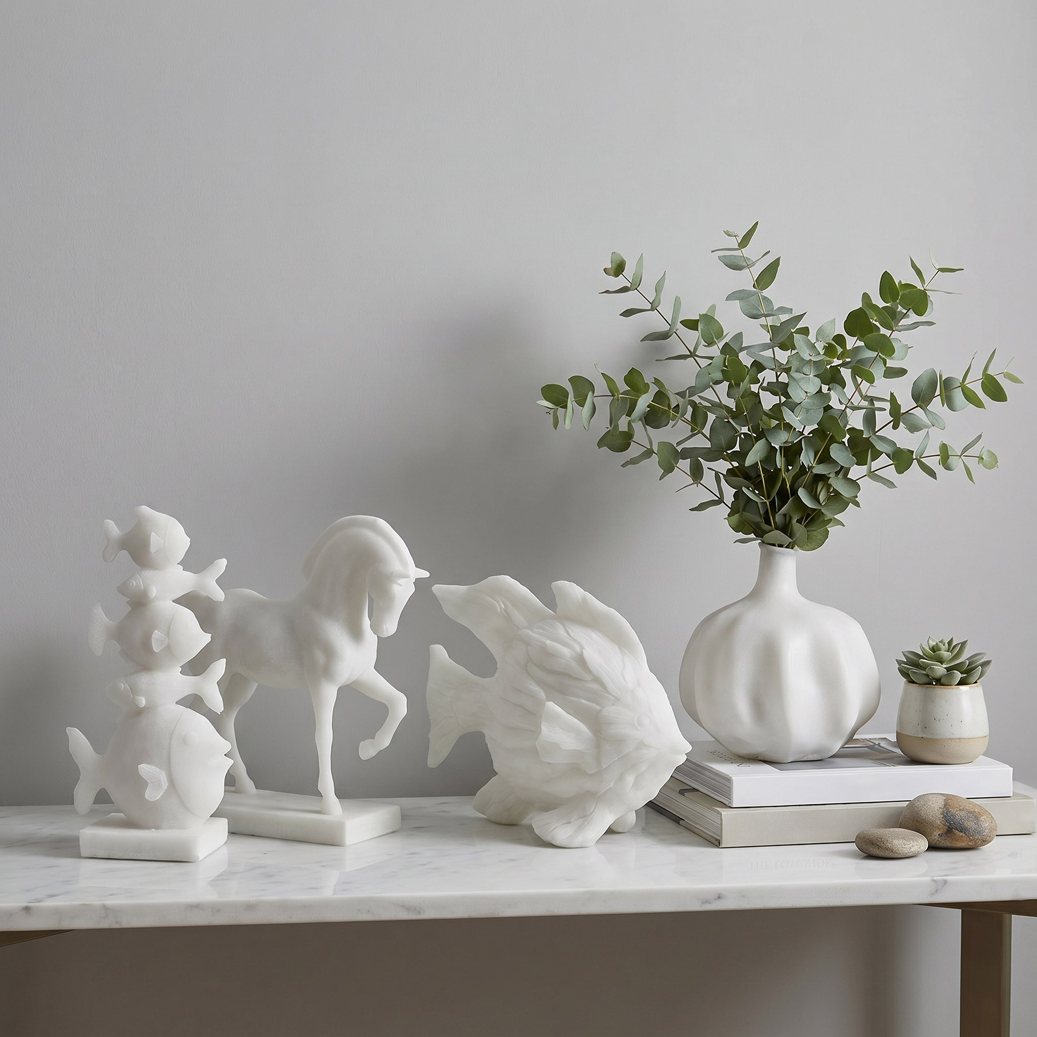 Monochrome Clifford Ora Luxe Marble Decorative Fish Accent - 16x8.2x30.5 cm-hbxhomeware-homedecor-figurinesandornaments-image-4