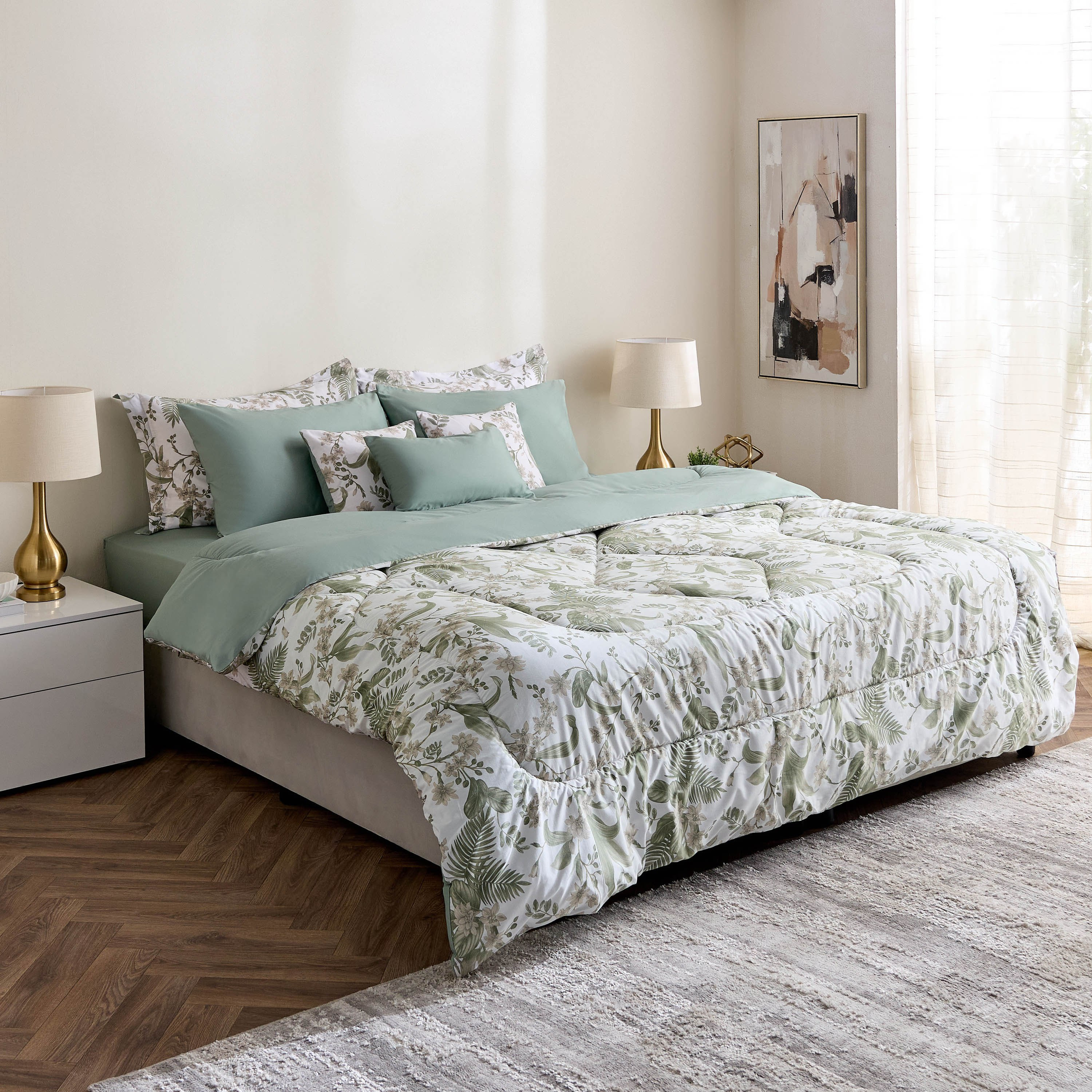 طقم لحاف قطن كينج 9 قطع بطبعات فيرن من فالنسيا - 220x240 سم-hbxhomeware-hbxbedroom-image-10