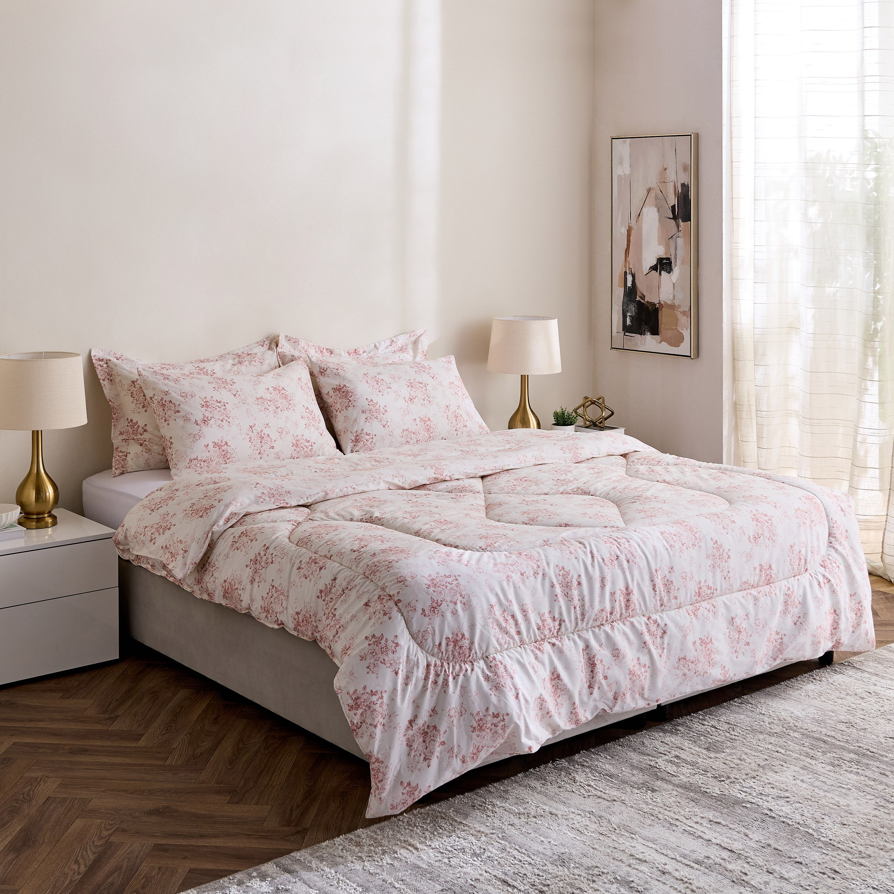 Houston Vintage 5-Piece Floral Printed Cotton King Comforter Set - 220x240 cm-hbxhomeware-hbxbedroom-image-7