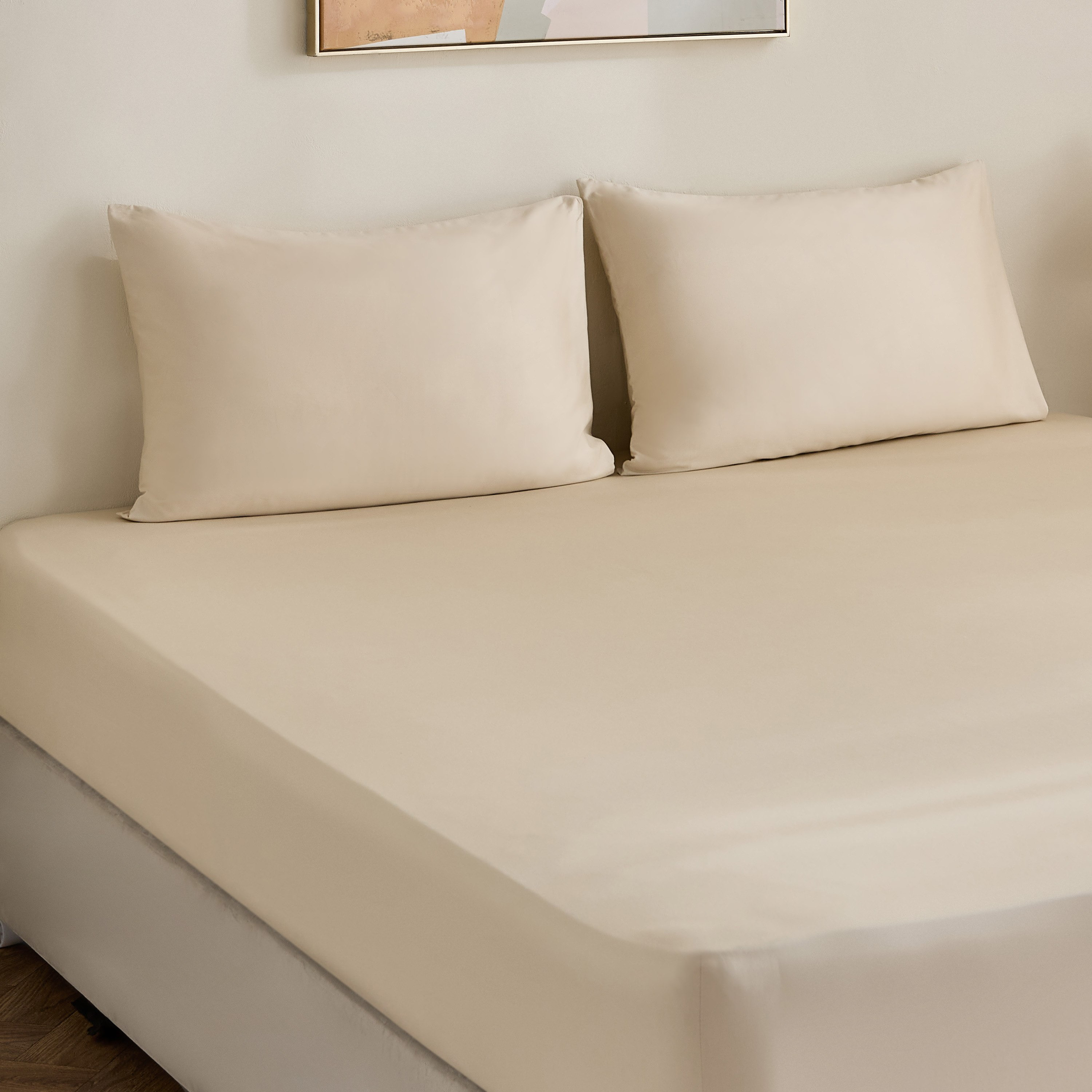 Avora 3-Piece 250 Thread Count Cotton Satin Super Queen Fitted Sheet Set - 160x200+40 cm-hbxhomeware-hbxbedroom-image-1