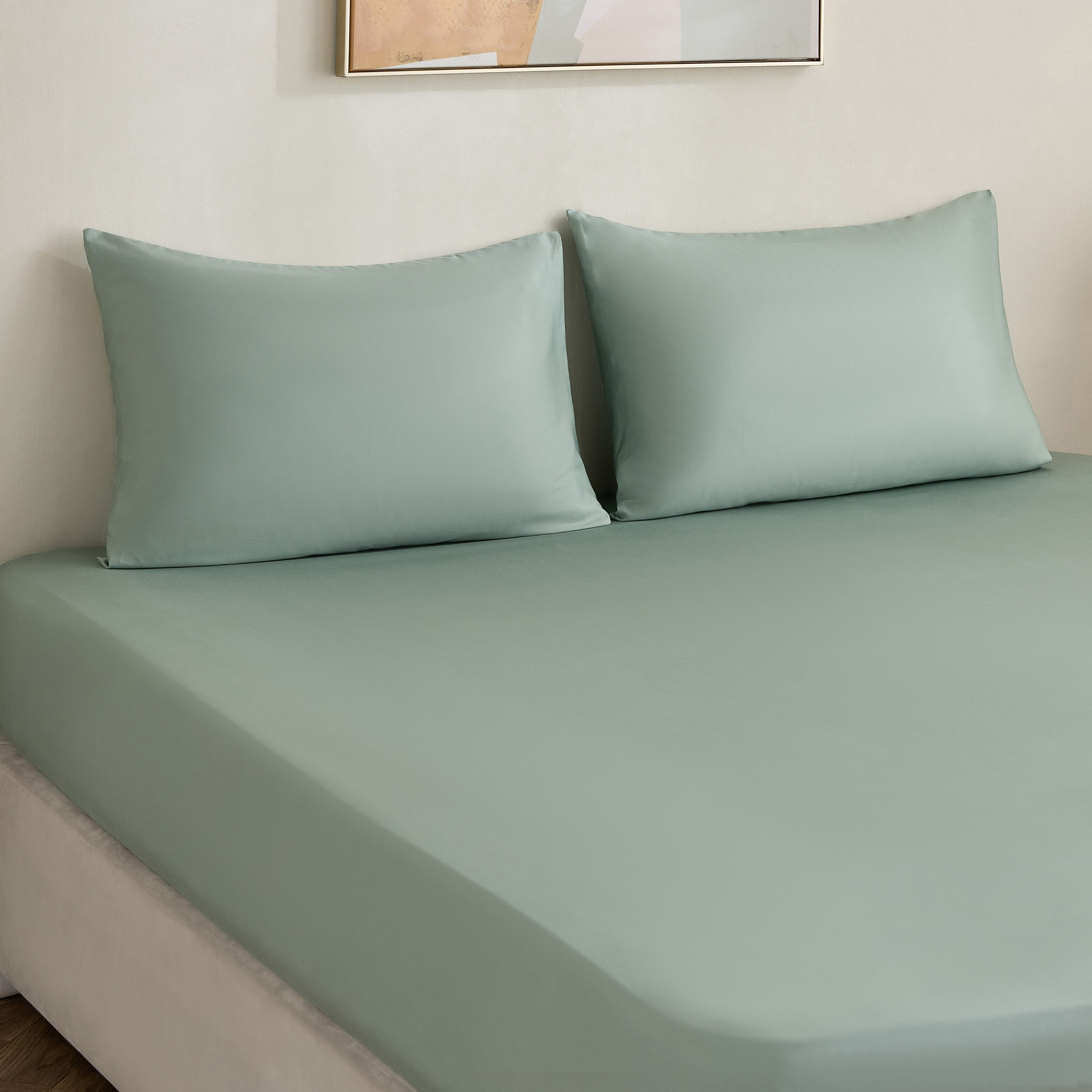 Avora 3-Piece 250 Thread Count Cotton Satin King Fitted Sheet Set - 180x200+40 cm-hbxhomeware-hbxbedroom-image-1