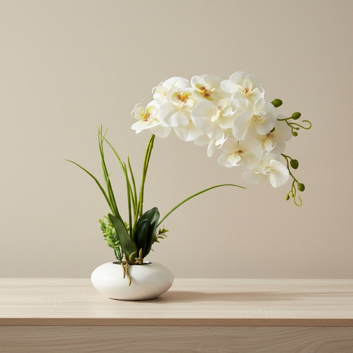 Areos Artificial Orchid Plant in Ceramic Pot - 50 cm-hbxlivingroom-decorandaccessories-plantersandurns-image-1