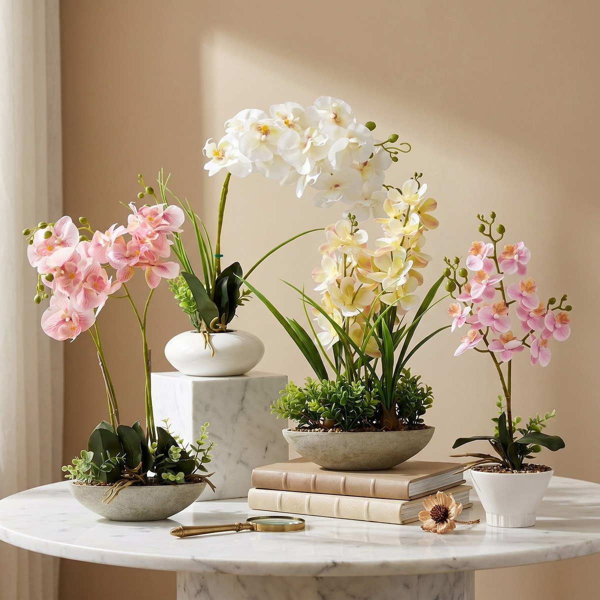 Areos Artificial Orchid Plant in Ceramic Pot - 50 cm-hbxlivingroom-decorandaccessories-plantersandurns-image-4