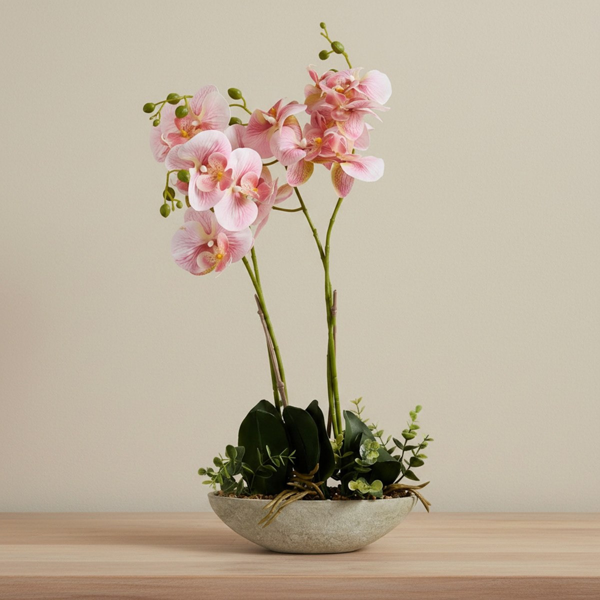 Areos Artificial Orchid Plant in Paper Pulp Pot - 50 cm-hbxlivingroom-decorandaccessories-plantersandurns-image-1