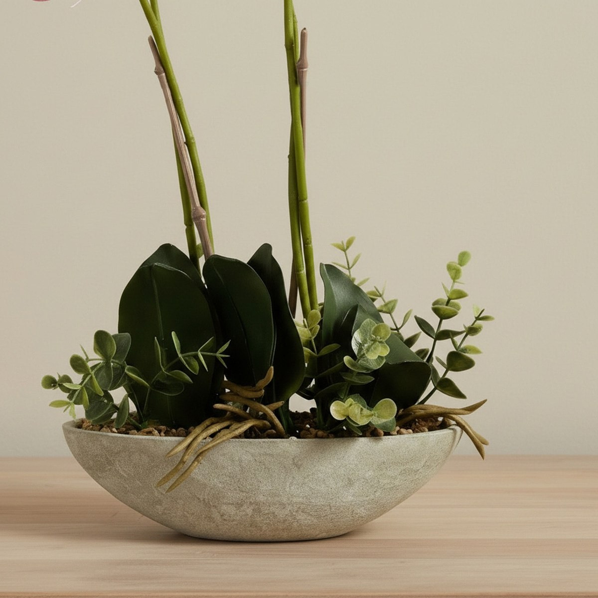 Areos Artificial Orchid Plant in Paper Pulp Pot - 50 cm-hbxlivingroom-decorandaccessories-plantersandurns-image-3