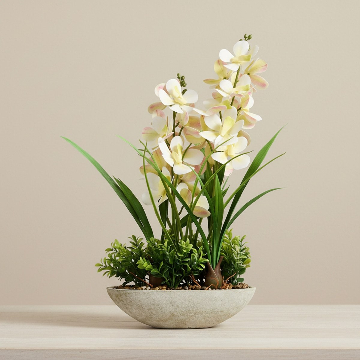 Areos Artificial Orchid Plant in Paper Pulp Pot - 51 cm-hbxlivingroom-decorandaccessories-plantersandurns-image-1
