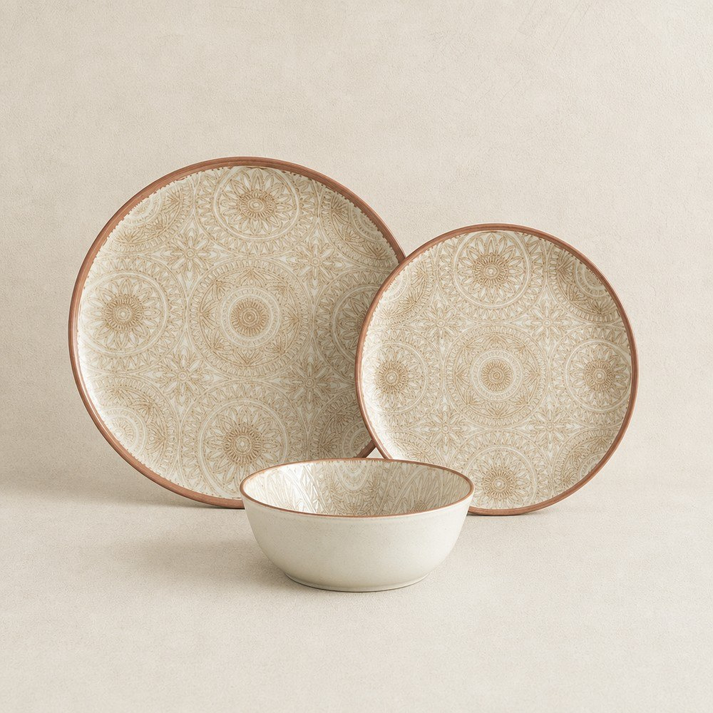 طقم عشاء بورسلين ماندالا 18 قطعة يخدم 6 من إليجانزا-hbxdiningroom-tabletop-dinnersets-image-1
