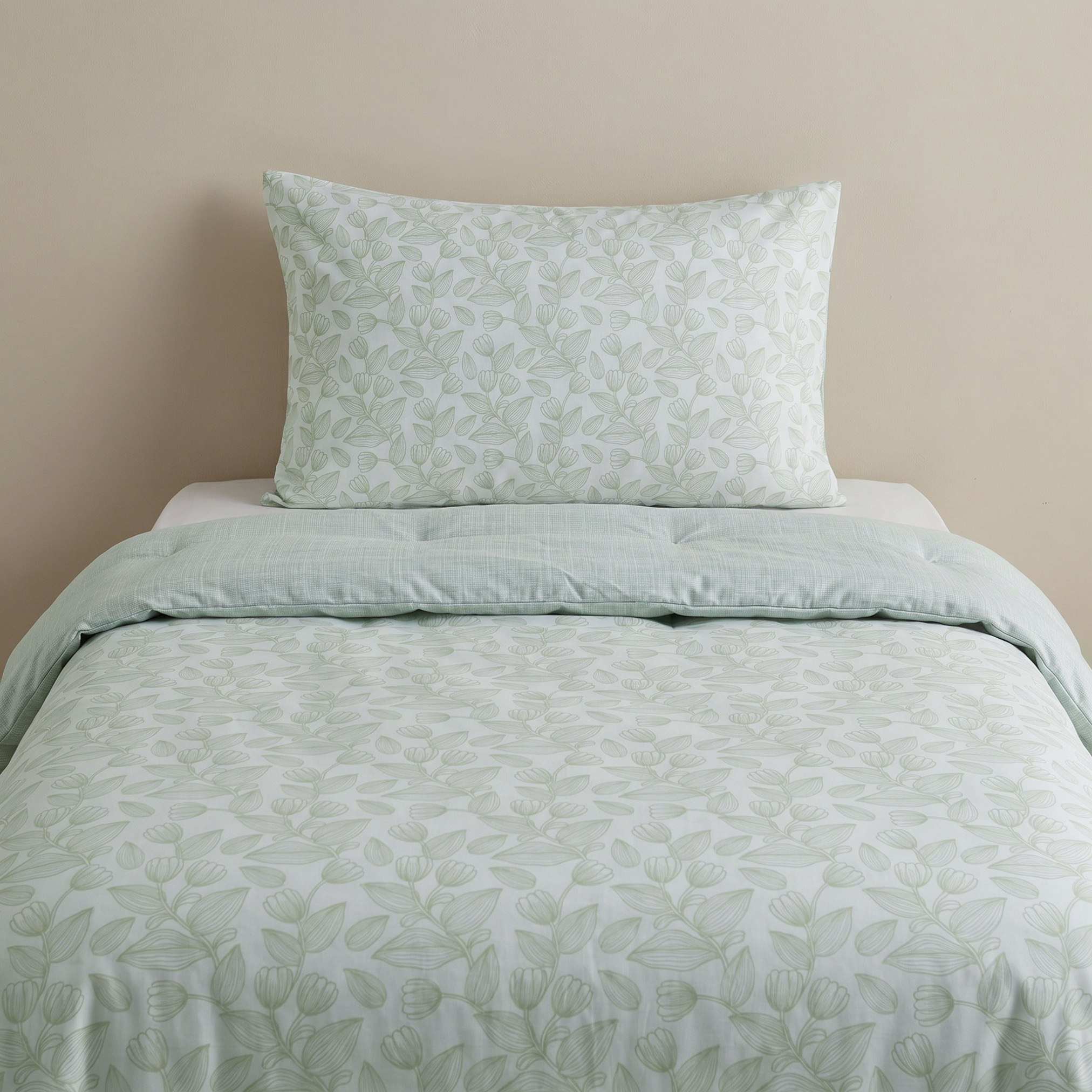 Aurora 2-Piece Fresh Leaf Printed Cotton Single Comforter Set - 135x220 cm-hbxhomeware-hbxbedroom-image-2