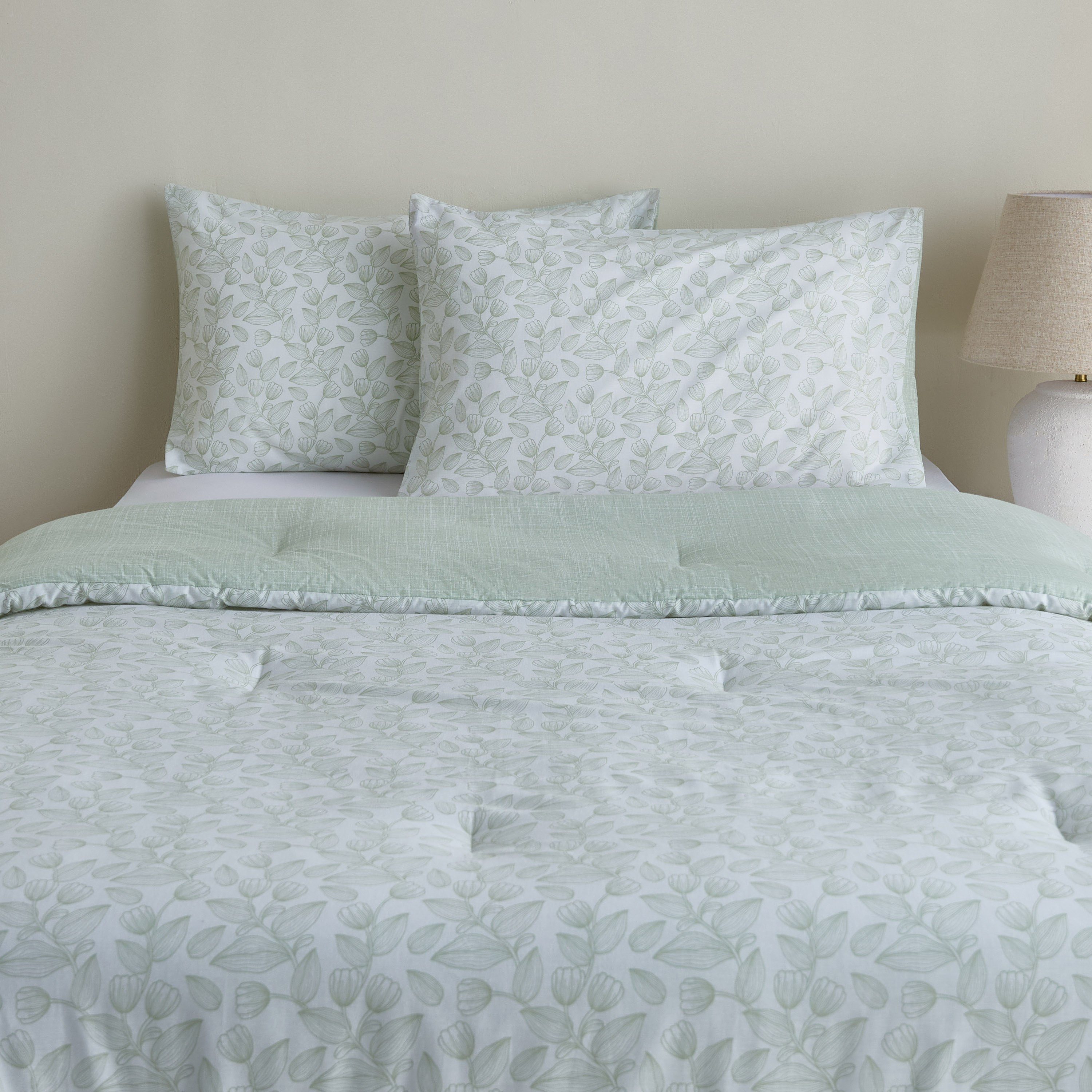 Aurora Fresh Leaf Printed Cotton 3-Piece Twin Comforter Set - 160x220 cm-hbxhomeware-hbxbedroom-image-2
