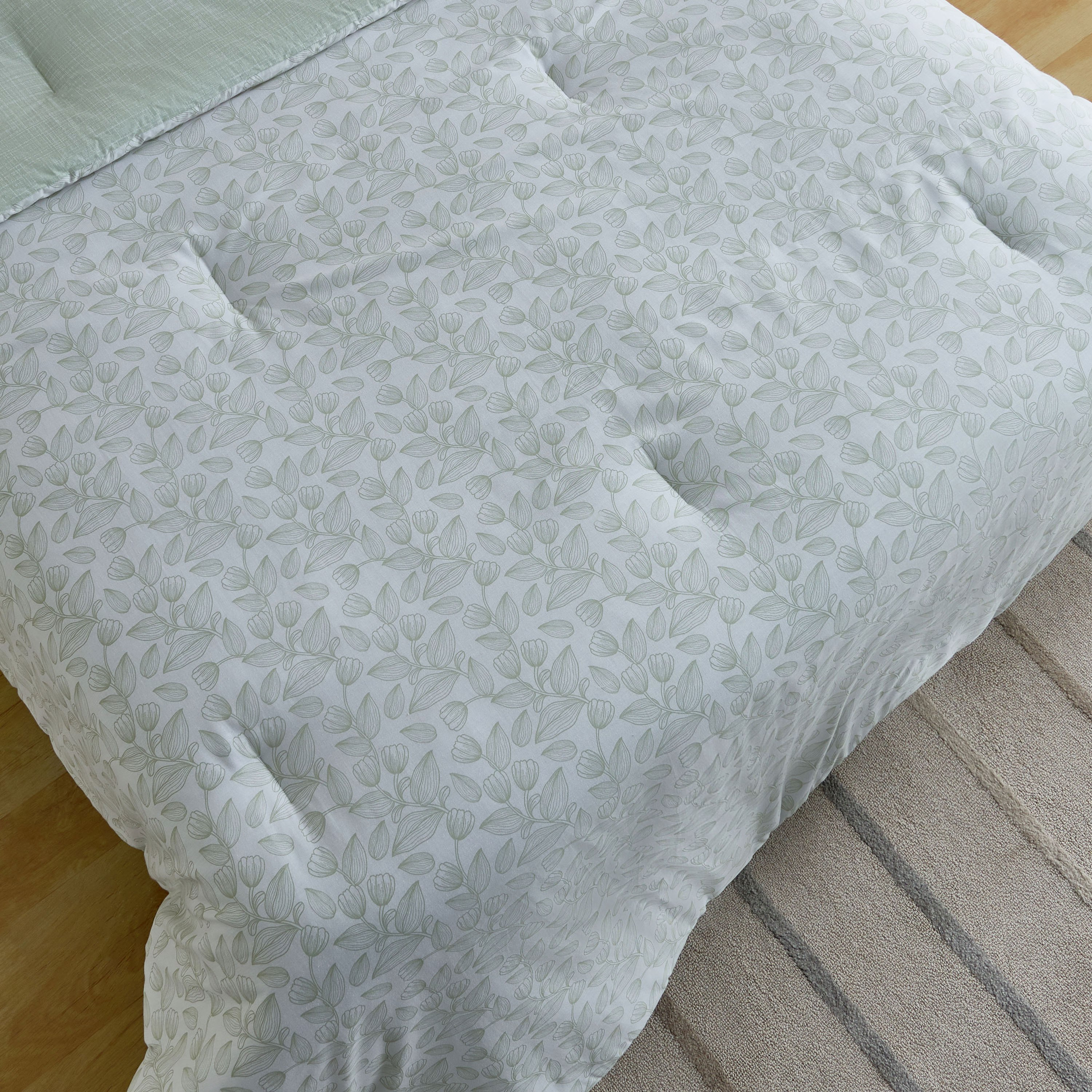 Aurora Fresh Leaf Printed Cotton 3-Piece Twin Comforter Set - 160x220 cm-hbxhomeware-hbxbedroom-image-4