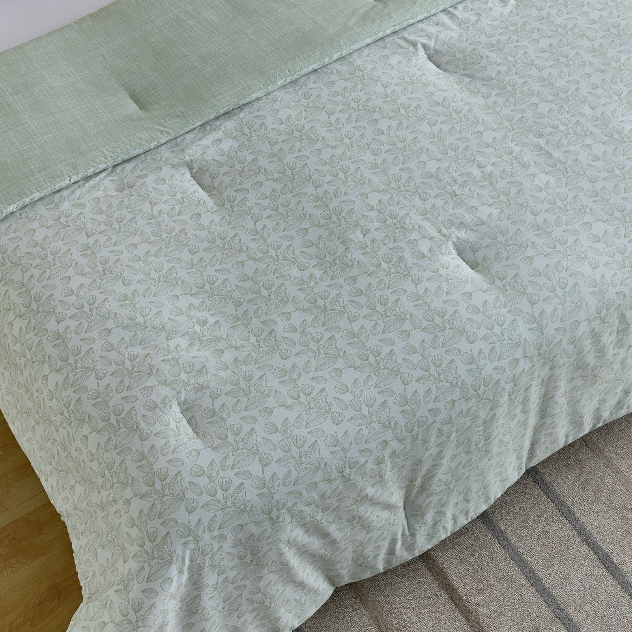 Aurora Fresh Leaf Printed 5-Piece Cotton Queen Comforter Set - 200x240 cm-hbxhomeware-hbxbedroom-image-4