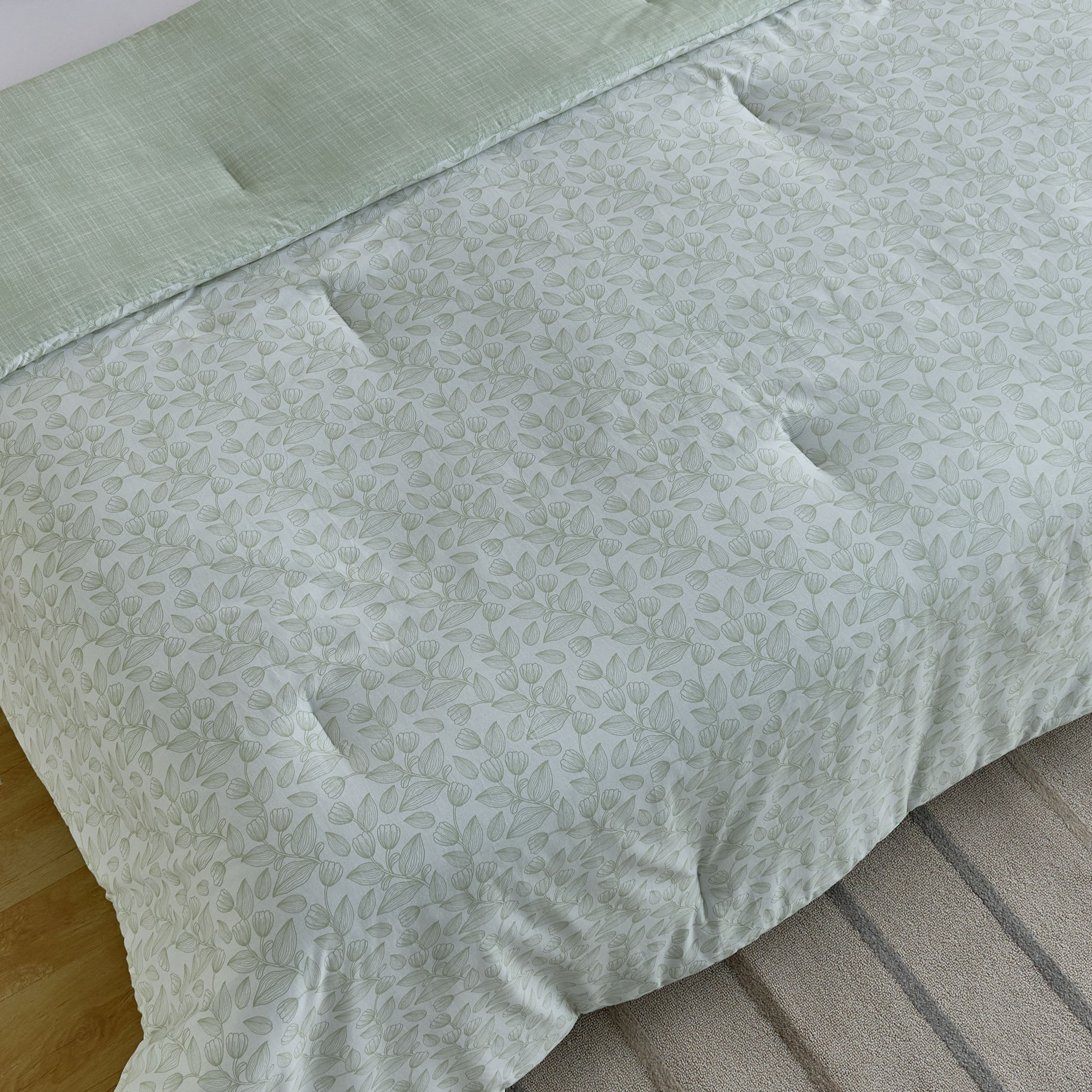 Aurora Fresh Leaf Printed Cotton 5-Piece King Comforter Set - 220x240 cm-hbxhomeware-hbxbedroom-image-4