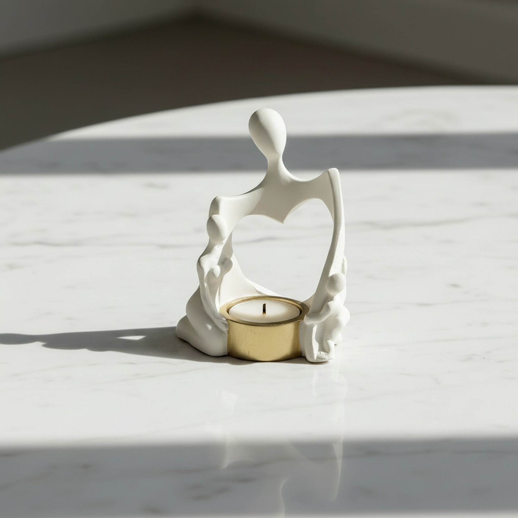 Wren Ema Monochrome Decorative Tealight Candleholder - 10.8x8x13 cm-hbxlivingroom-decorandaccessories-candleholders-image-1
