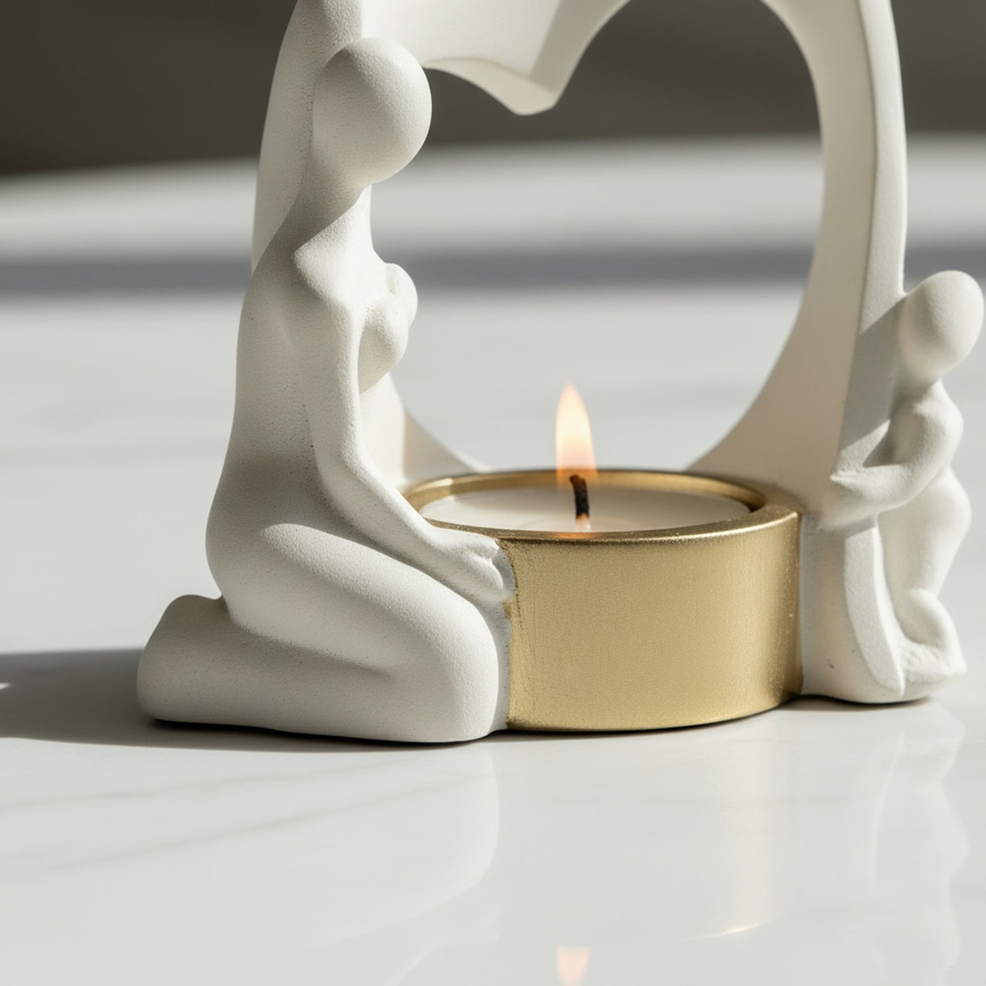 Wren Ema Monochrome Decorative Tealight Candleholder - 10.8x8x13 cm-hbxlivingroom-decorandaccessories-candleholders-image-3