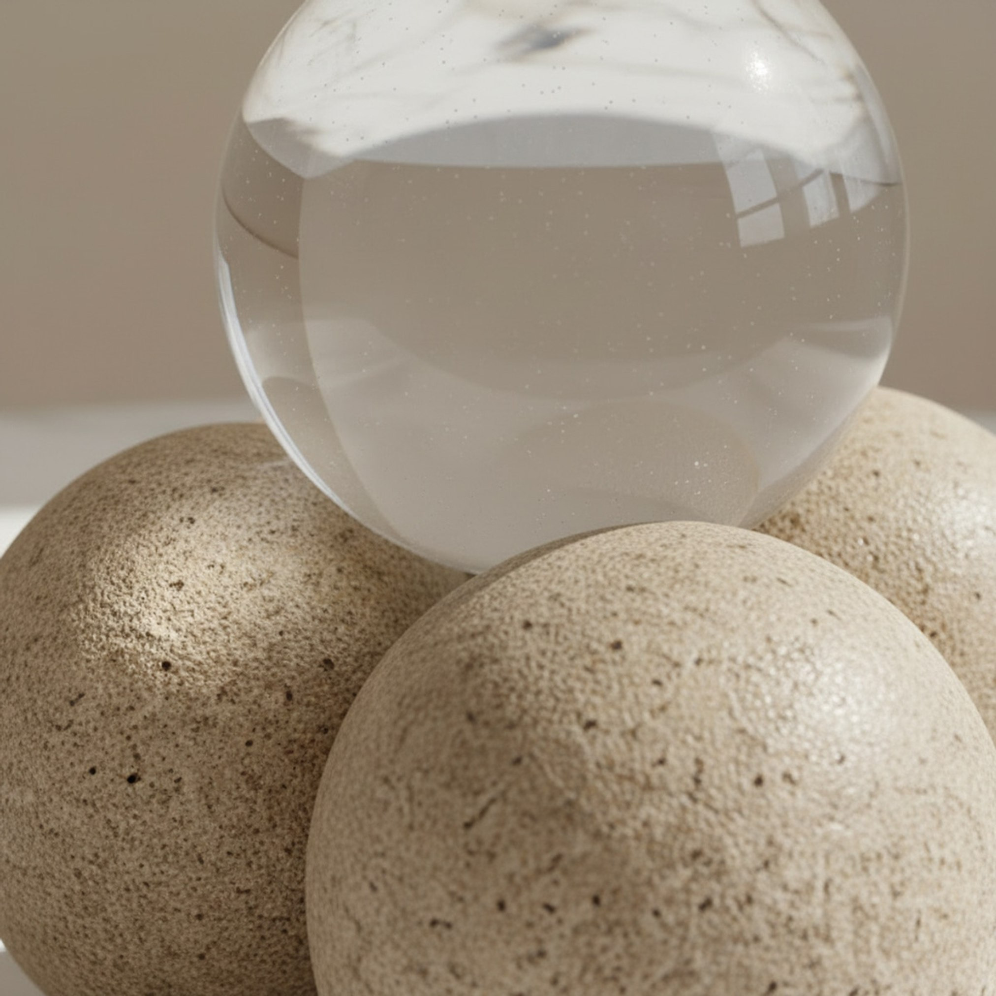 Wren Ema Umber Decorative 3-Balls with Glass Ball Accent - 12.5x11.8x11.8 cm-hbxhomeware-homedecor-figurinesandornaments-image-3