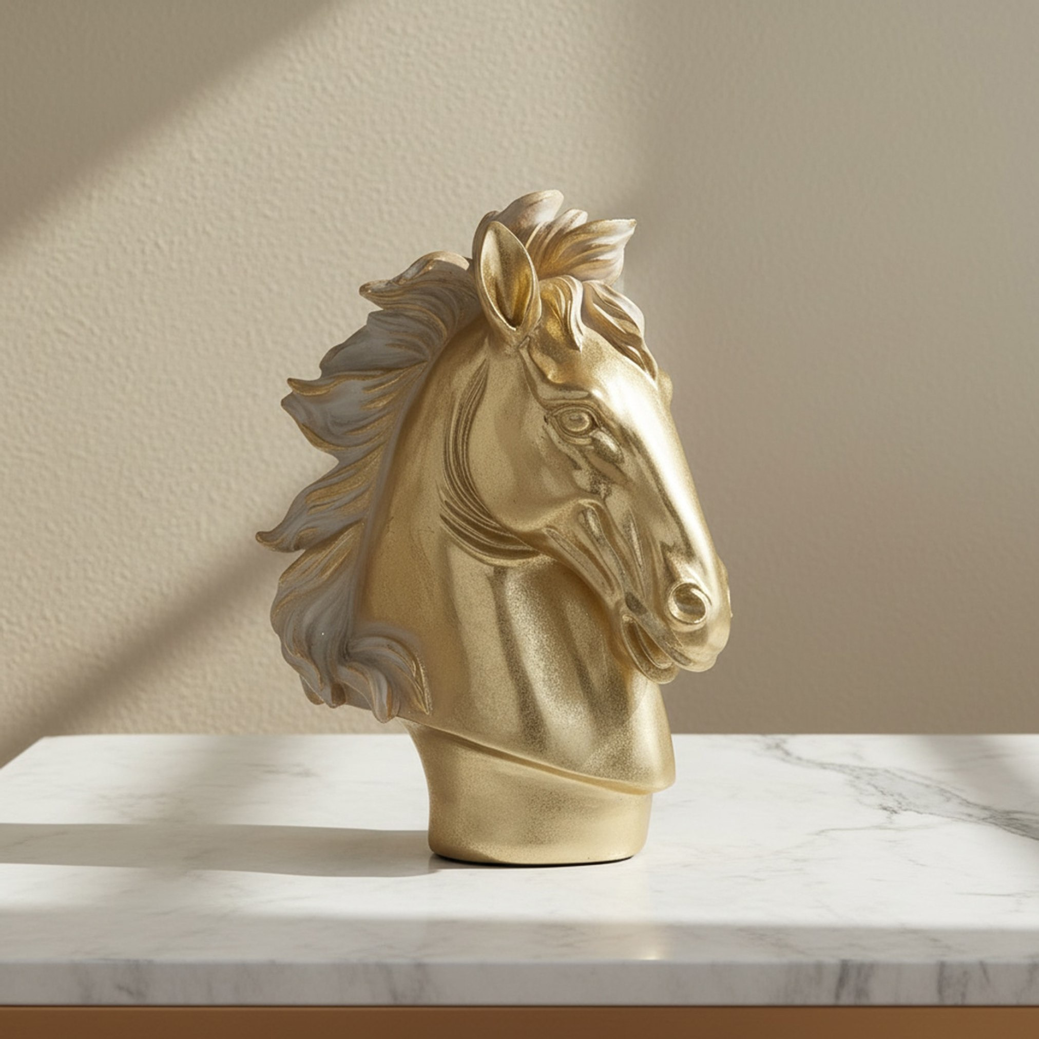 تمثال ديكور لرأس حصان بتشطيب ذهبي من ورين إيما - 22×10×28.5 سم-hbxhomeware-homedecor-figurinesandornaments-image-1
