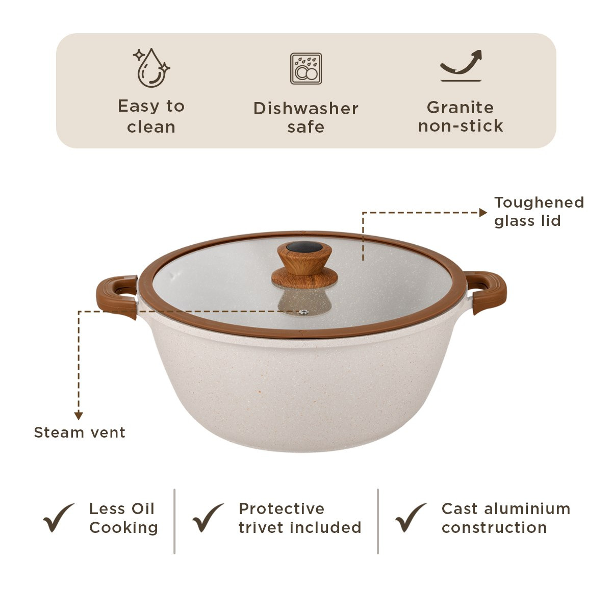 La Natura Deep Casserole with Lid and Trivet - 32 cm-hbxdecorandfurnishings-tabletop-serveware-image-8