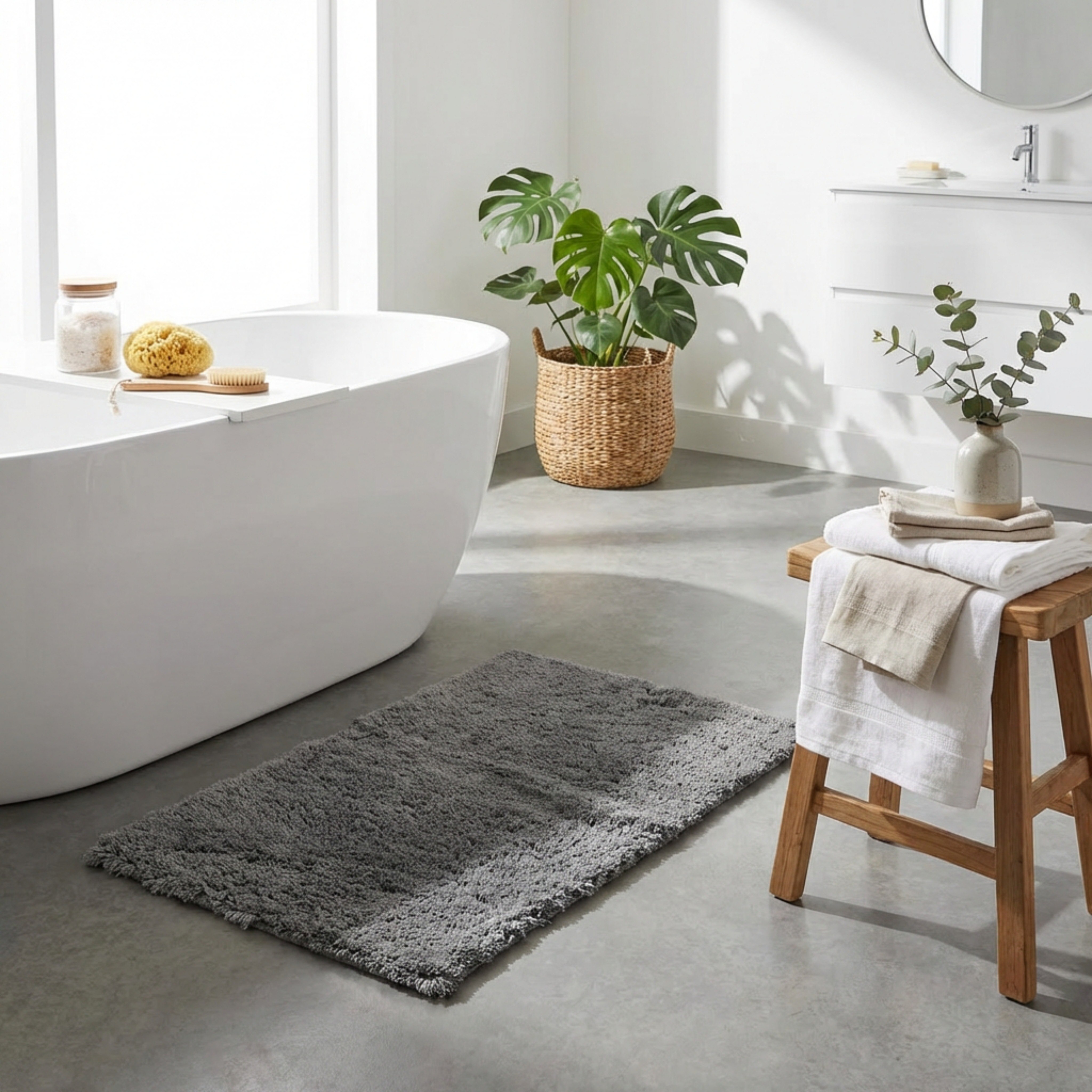 Leah Silky Shag Plush Antiskid Bath Mat - 45x75 cm-hbxbedroom-floorcoverings-bathmats-image-3