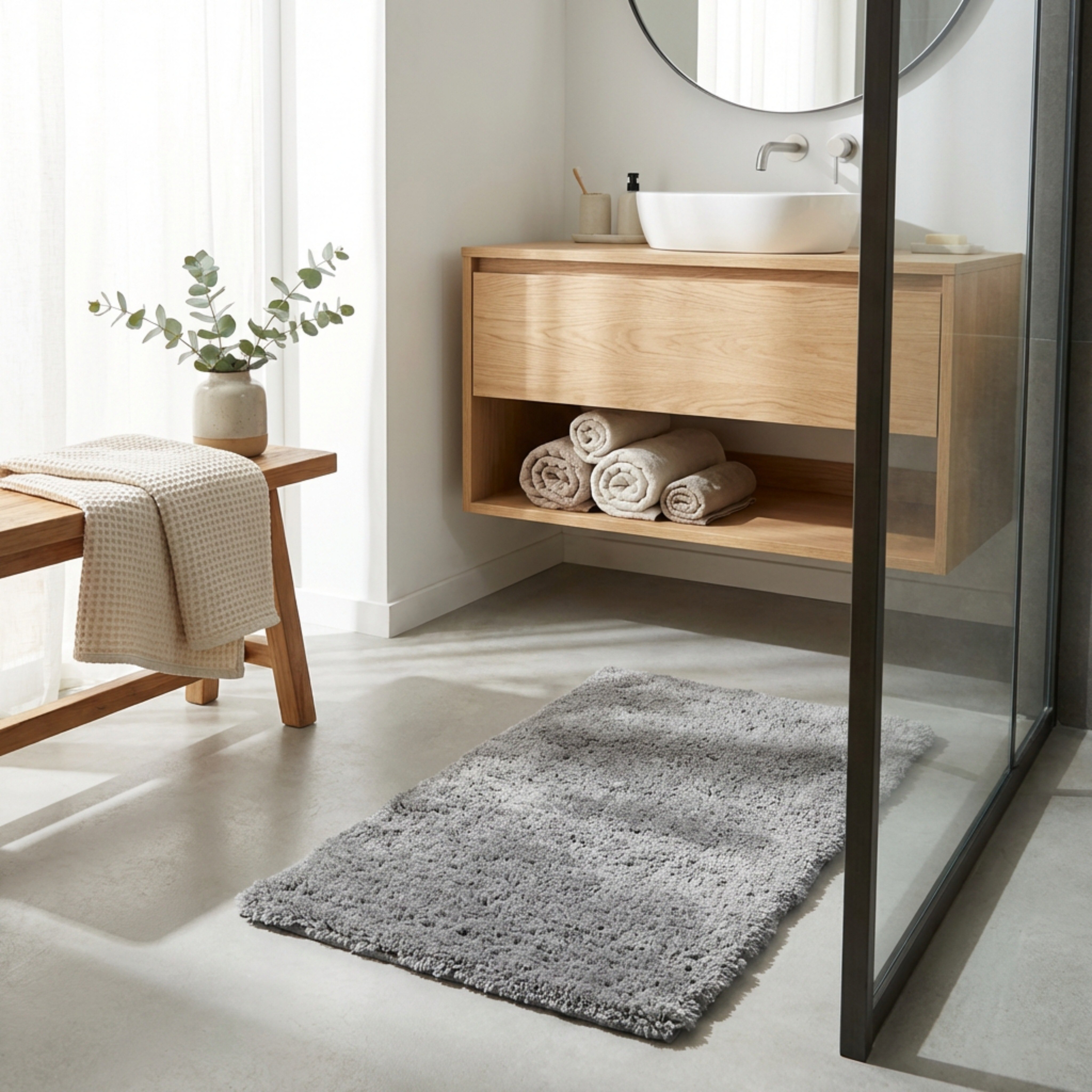 Leah Silky Shag Plush Antiskid Bath Mat - 60x90 cm-hbxbedroom-floorcoverings-bathmats-image-3