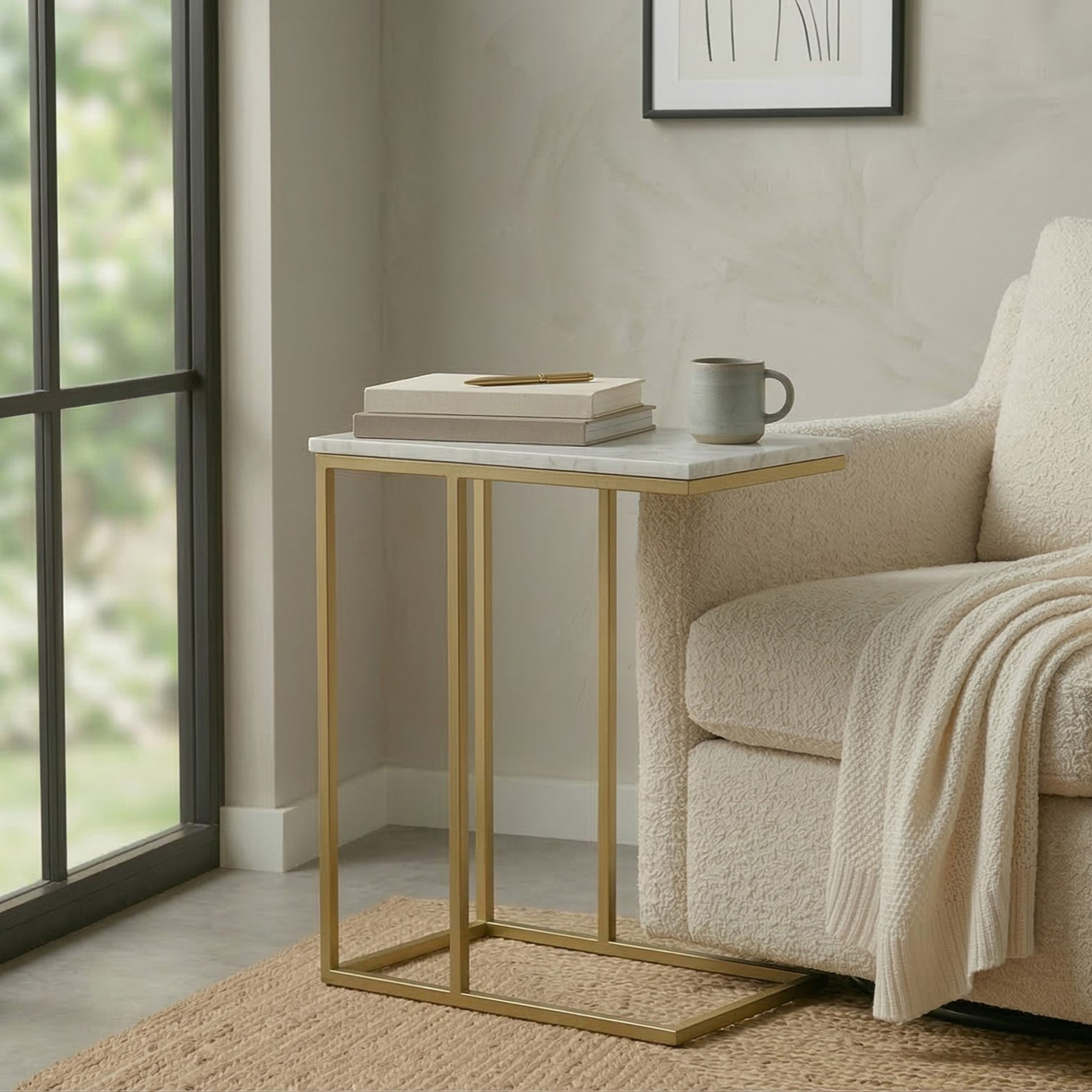 طاولة جانبية C بسطح رخام أصلي من كافون أفينيو-hbxfurniture-livingroom-endtables-image-1