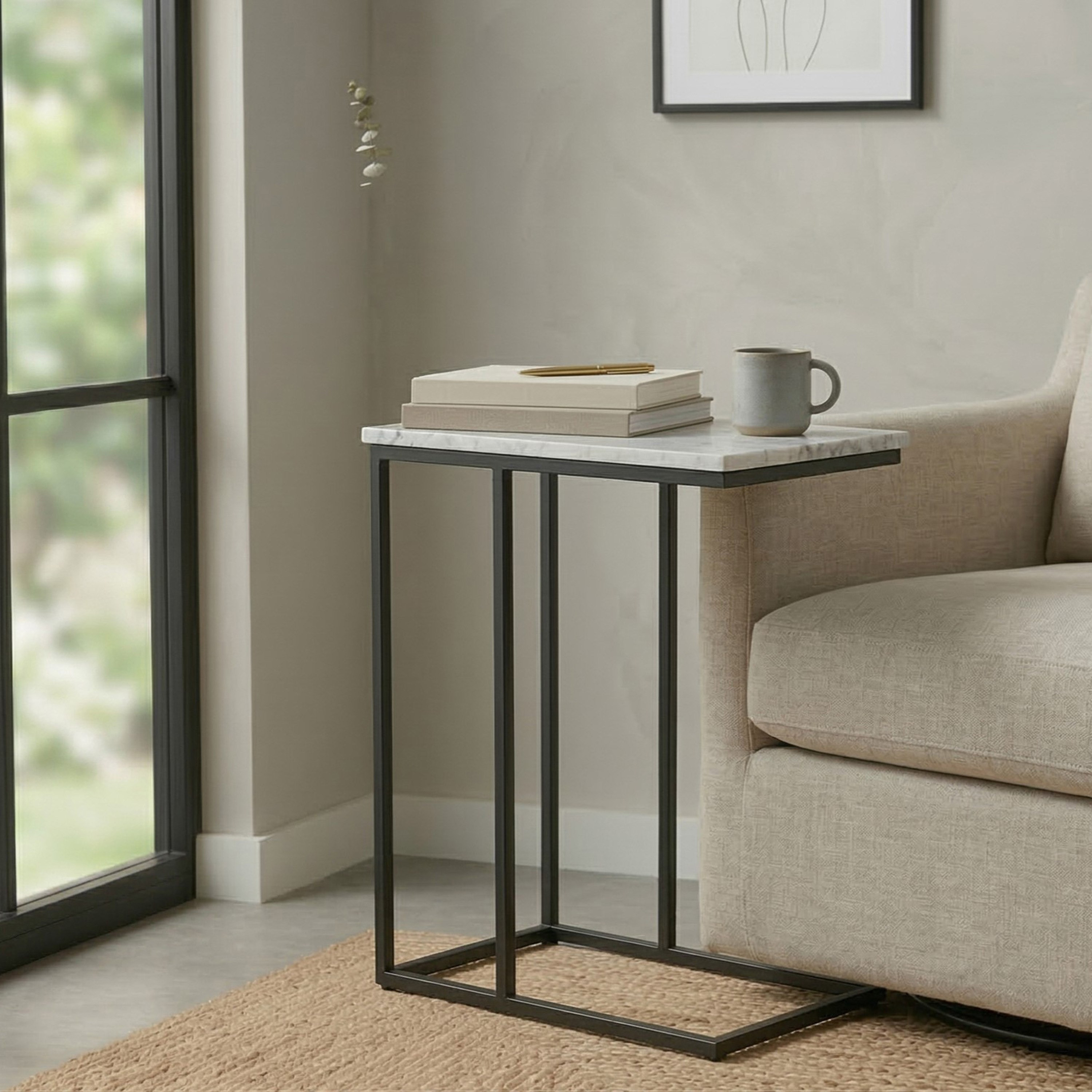 Cavon Avenue Genuine Marble Top C Table-hbxfurniture-livingroom-endtables-image-1