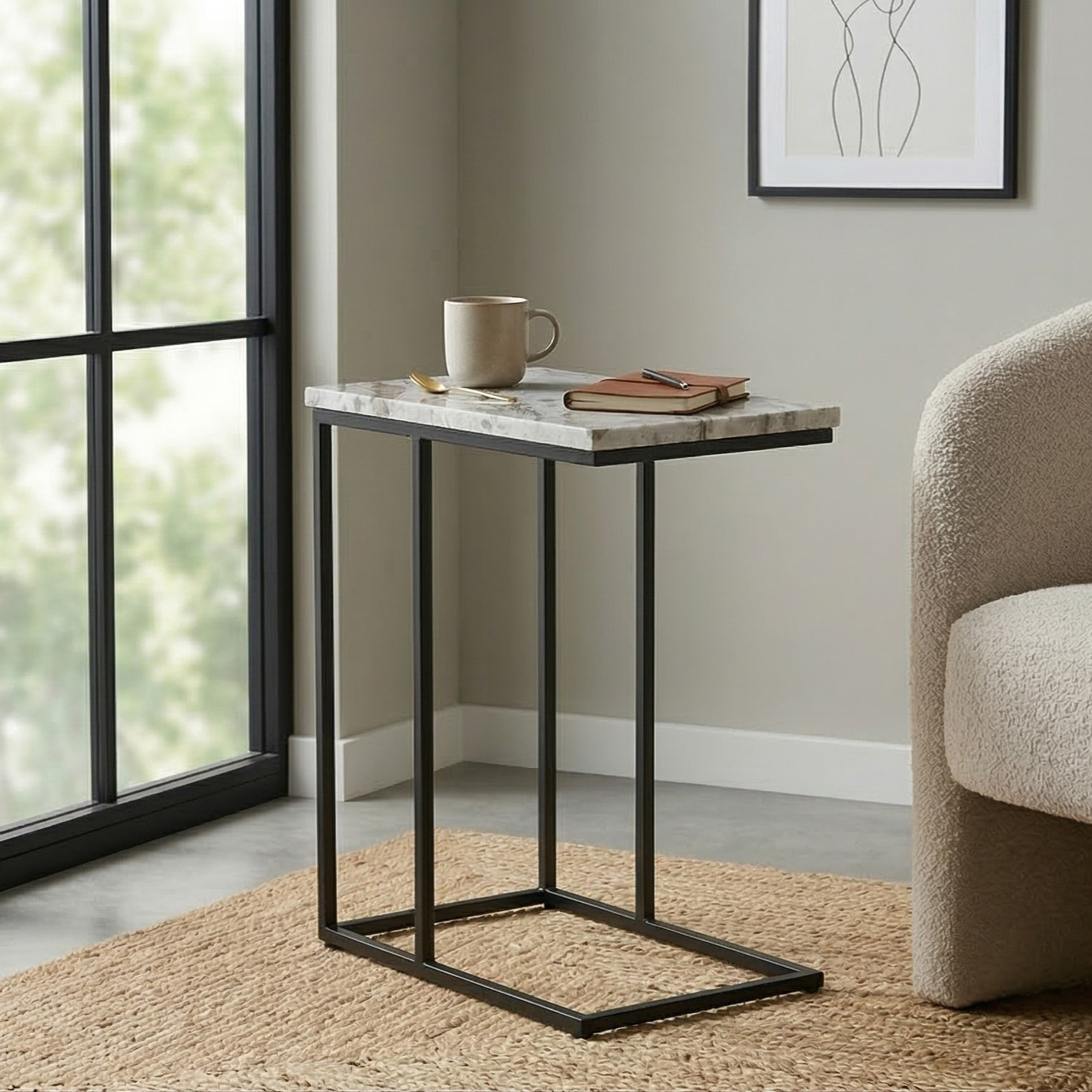 Cavon Avenue Genuine Marble Top Laptop Table-hbxfurniture-livingroom-endtables-image-2