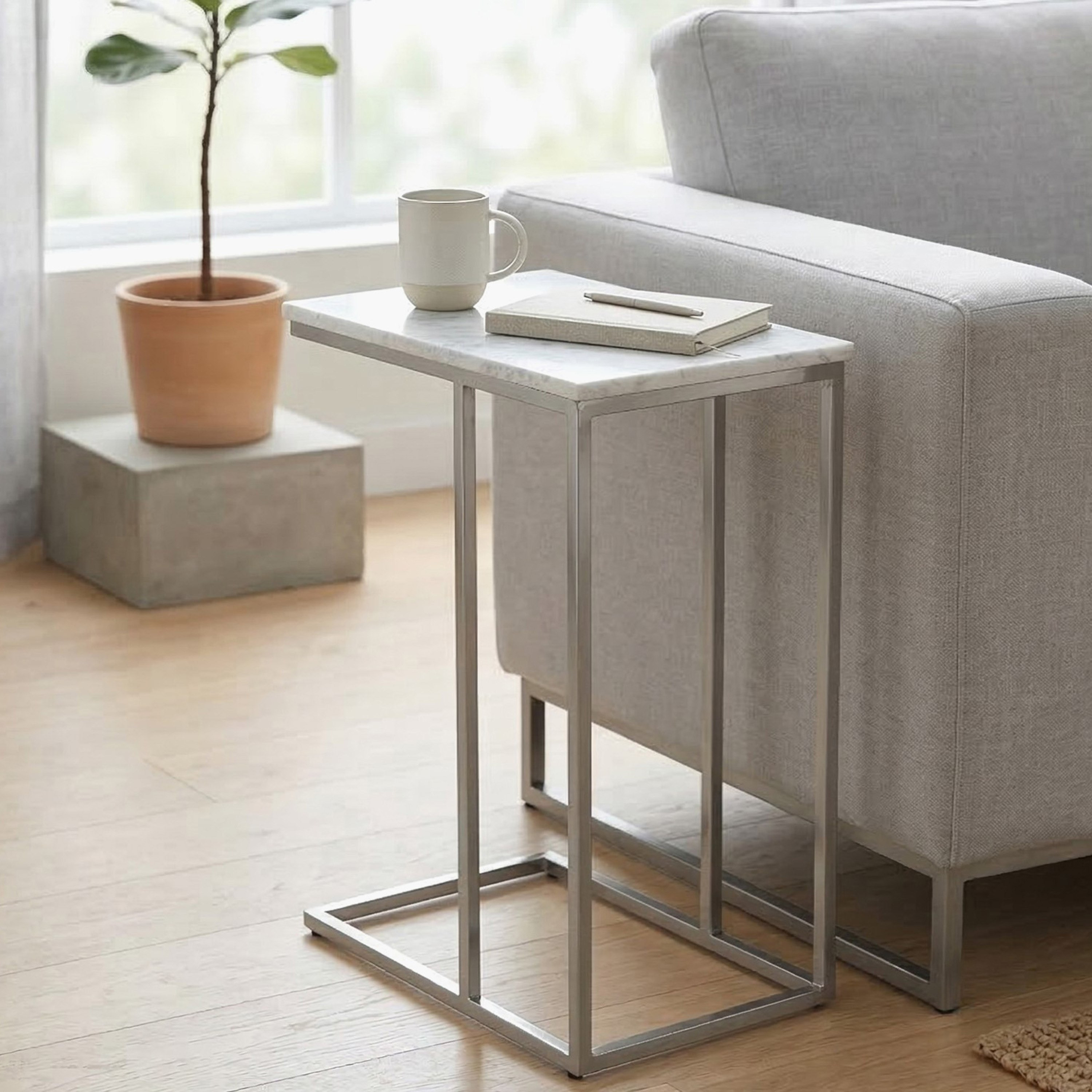 Cavon Avenue Genuine Marble Top C Table-hbxfurniture-livingroom-endtables-image-2