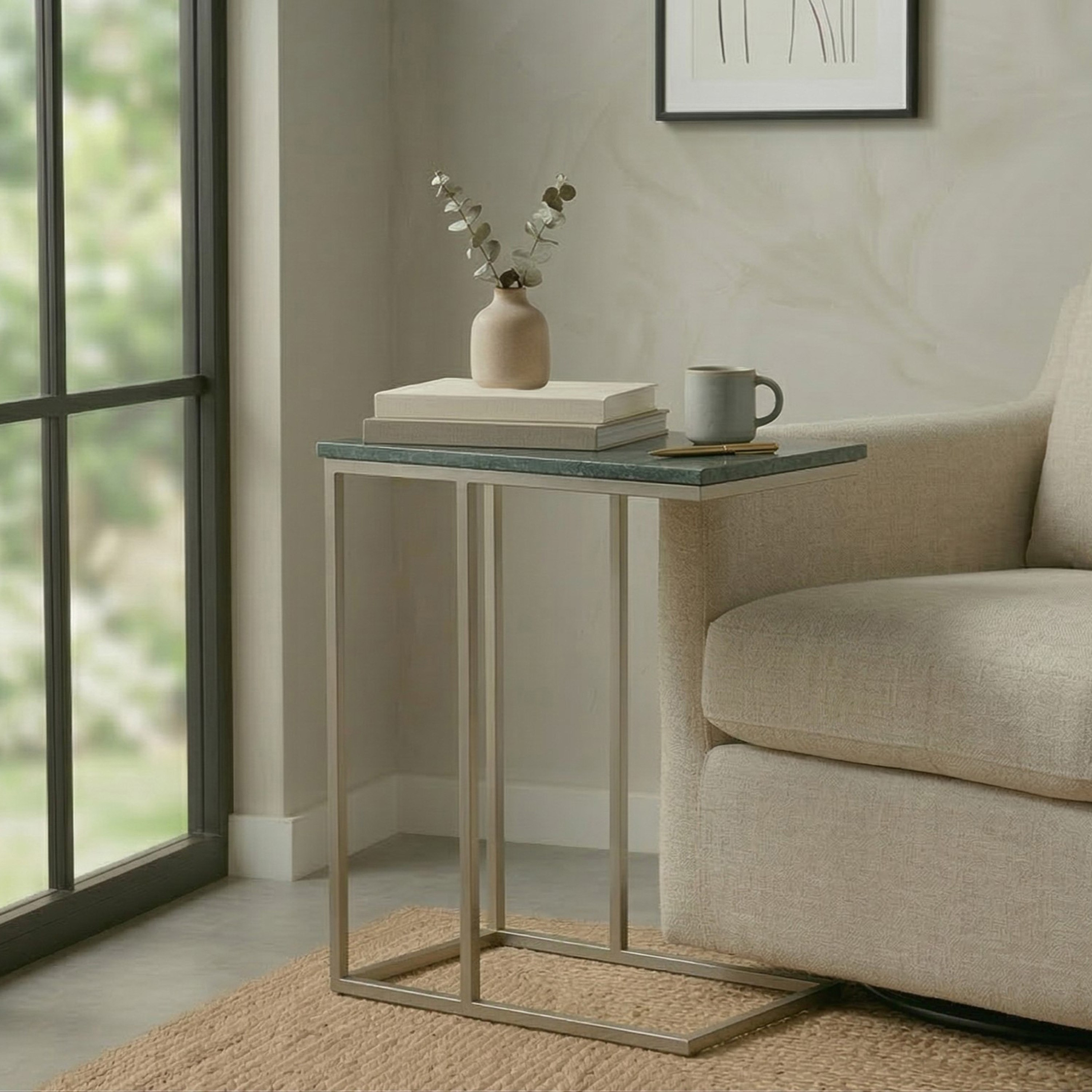 Cavon Avenue Genuine Marble Top C Table-hbxfurniture-livingroom-endtables-image-1