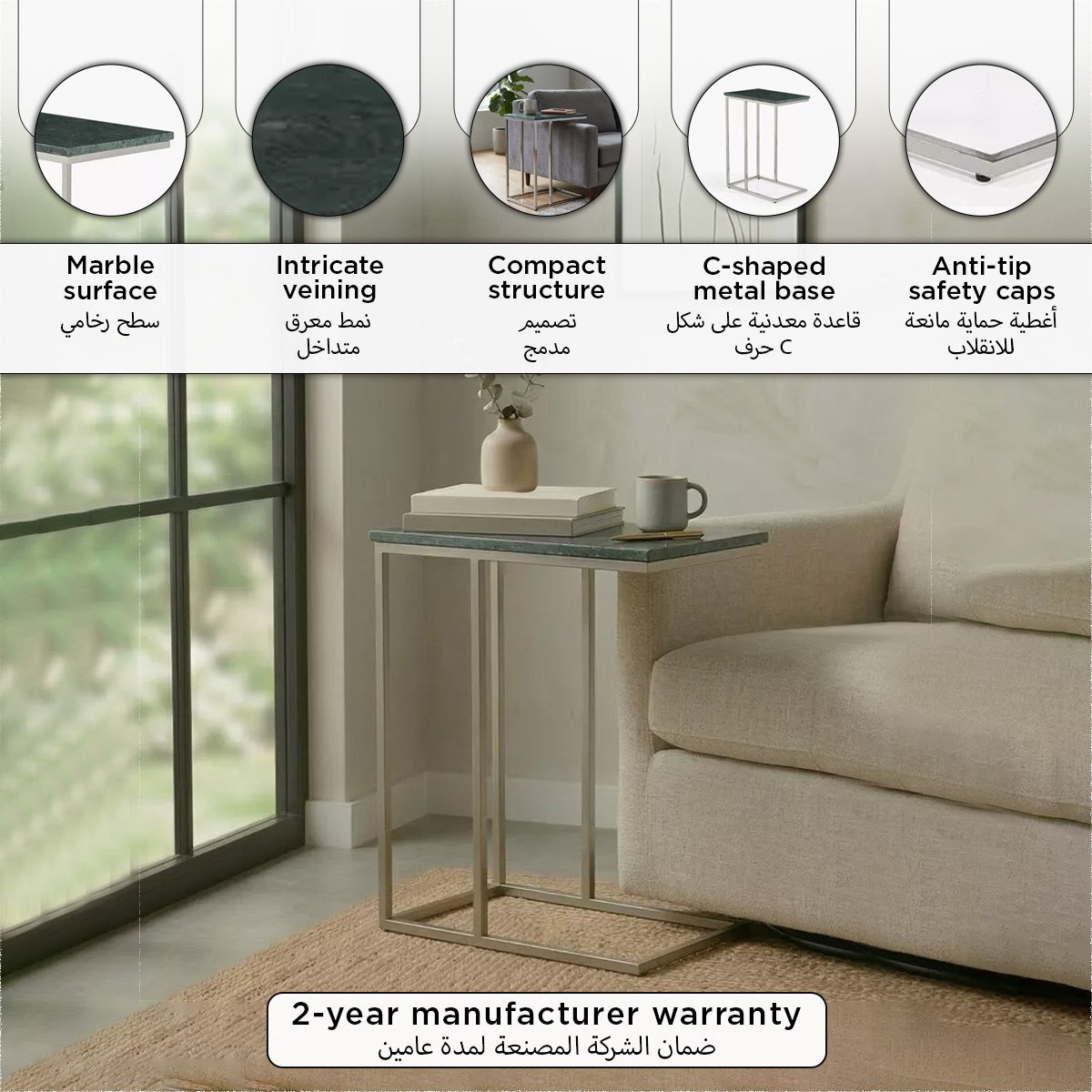 Cavon Avenue Genuine Marble Top Laptop Table-hbxfurniture-livingroom-endtables-image-10