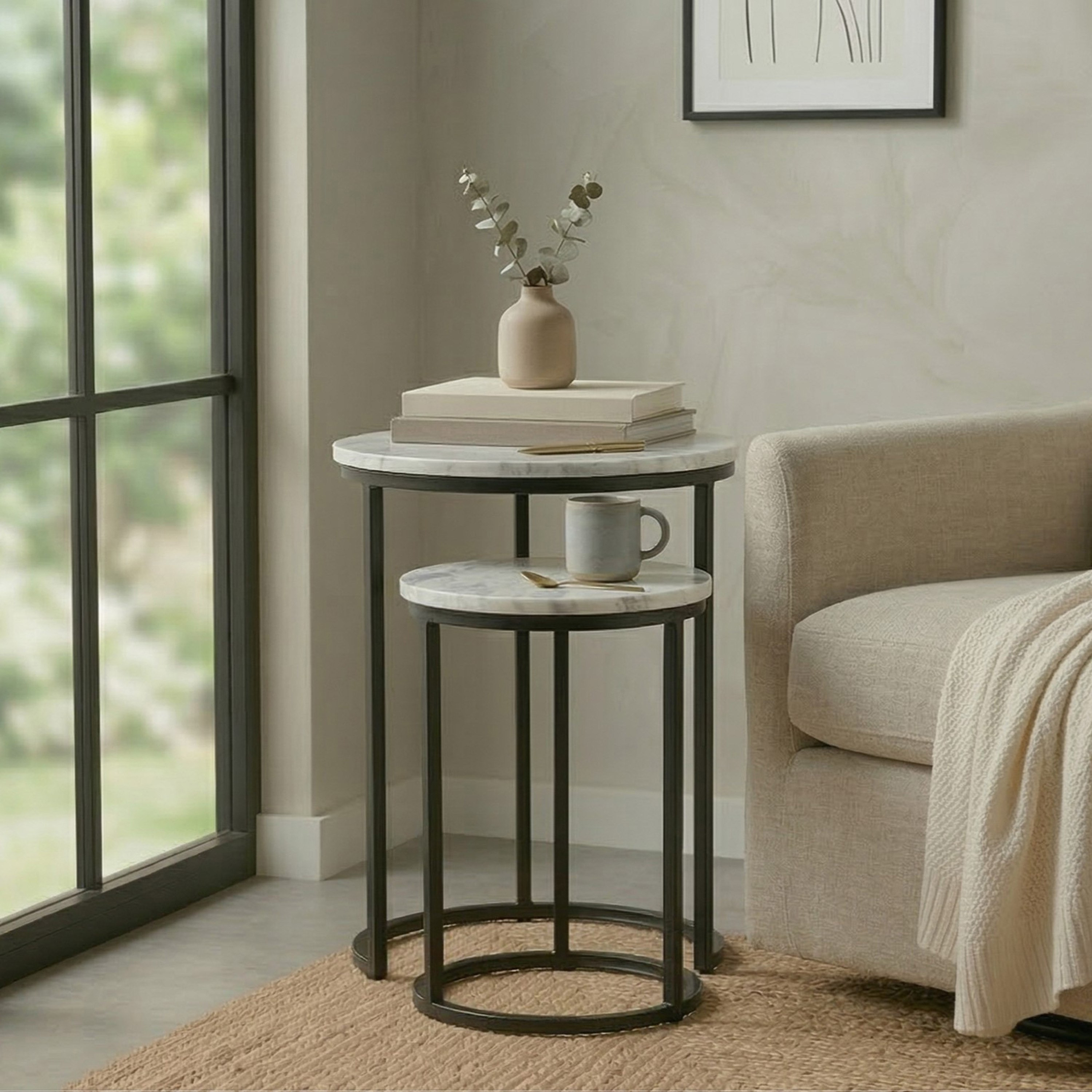 Cavon Portia Genuine Marble Top Nest of Tables - Set of 2-hbxfurniture-livingroom-nestingtables-image-2