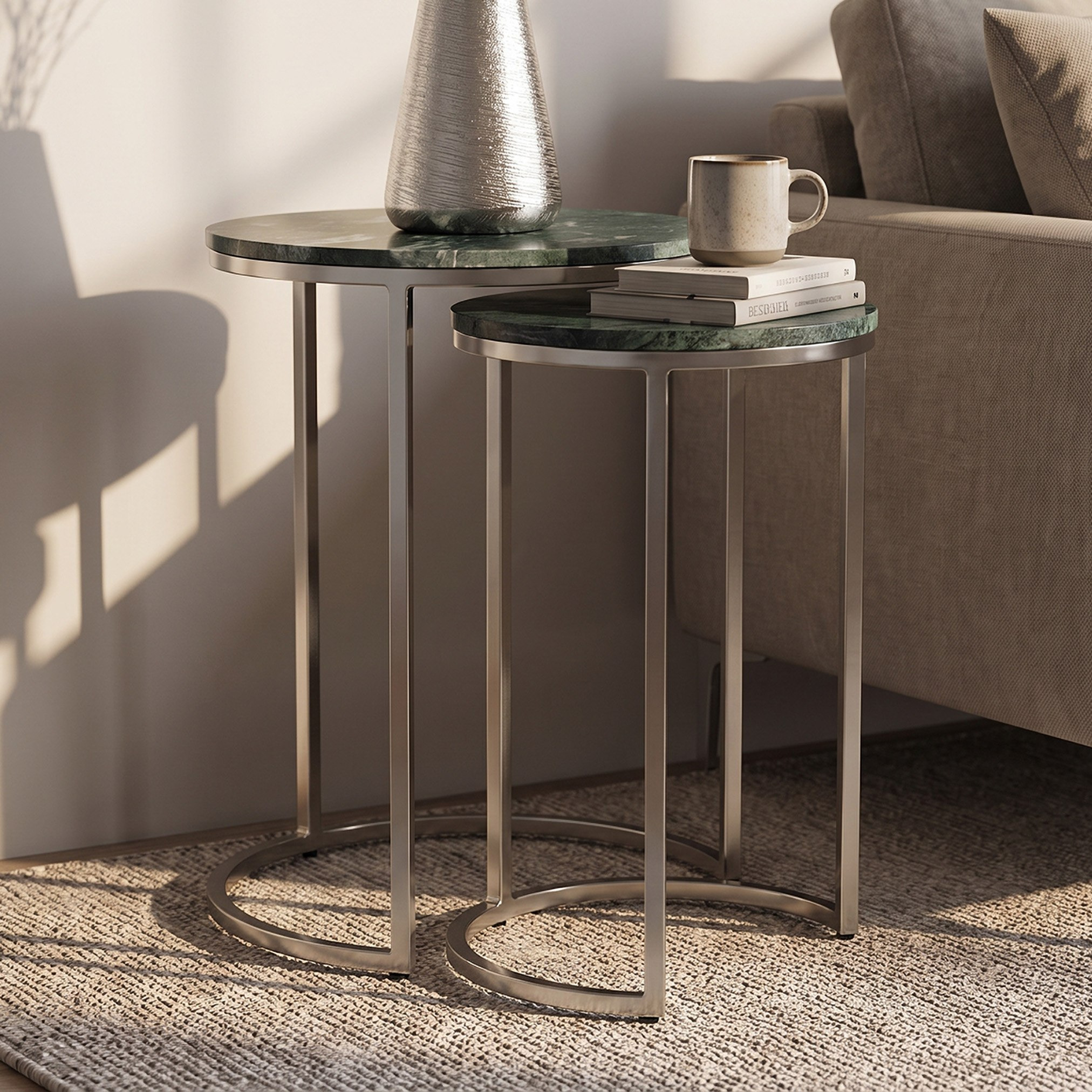 طقم طاولات متداخلة بسطح رخامي أصلي بورتيا من كافون - قطعتين-hbxfurniture-livingroom-nestingtables-image-1